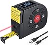 Cinta métrica láser 2 en 1 BINTA, 164 pies/50 m láser y 16.5 pies/5 m digital | Herramienta de medición láser recargable USB-C con pantalla LCD, unidades ft/ft+in/in/m para área/volumen/pitagórico 1