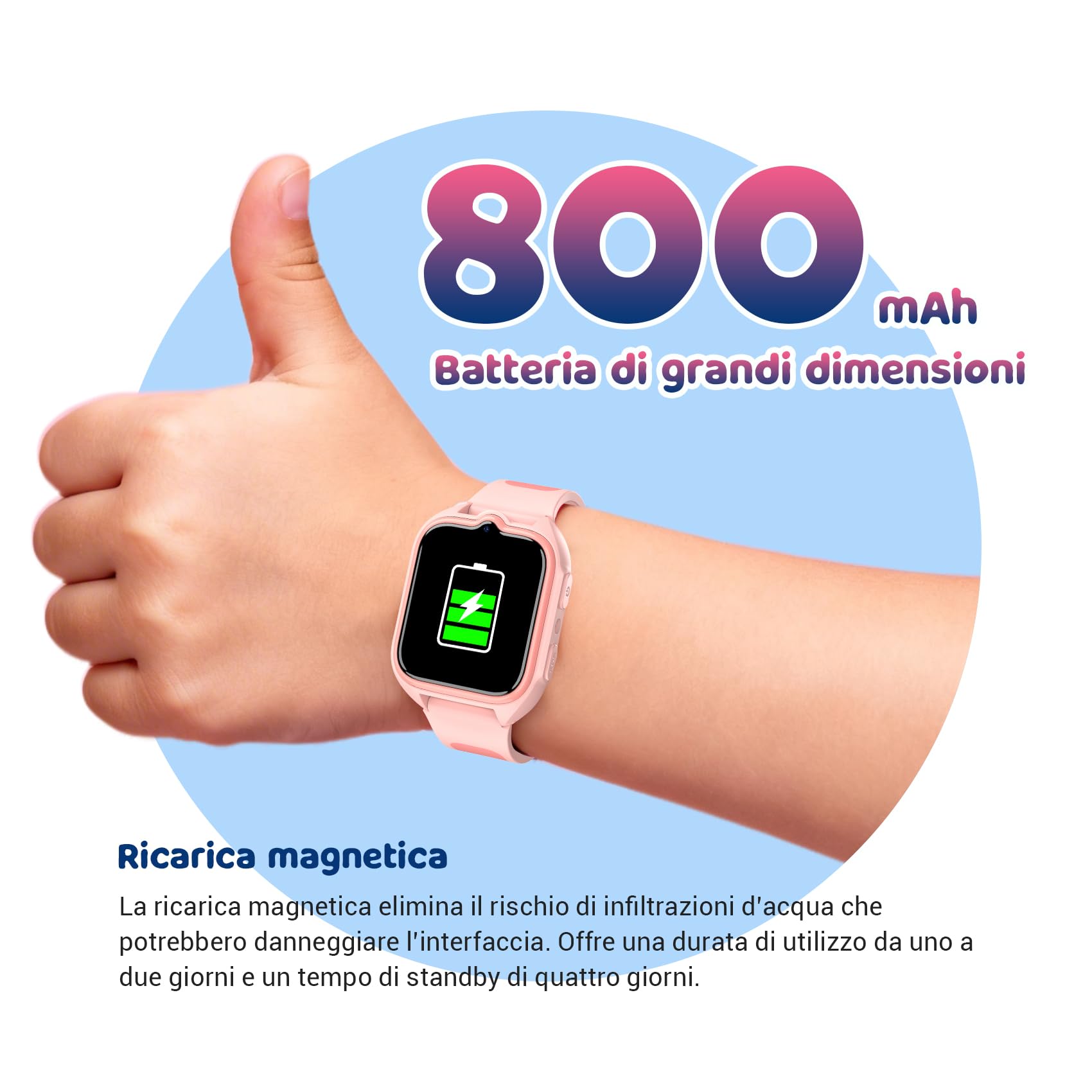 Blackview Smartwatch per Bambini, 1.75 Inch TFT Smartwatch Chiamate GPS 4G, Chat Vocale, Videochiamata, SOS, Gioco, Fotocamera, Calcolatrice, Contapassi, Sveglia, Batteria da 800 mAh