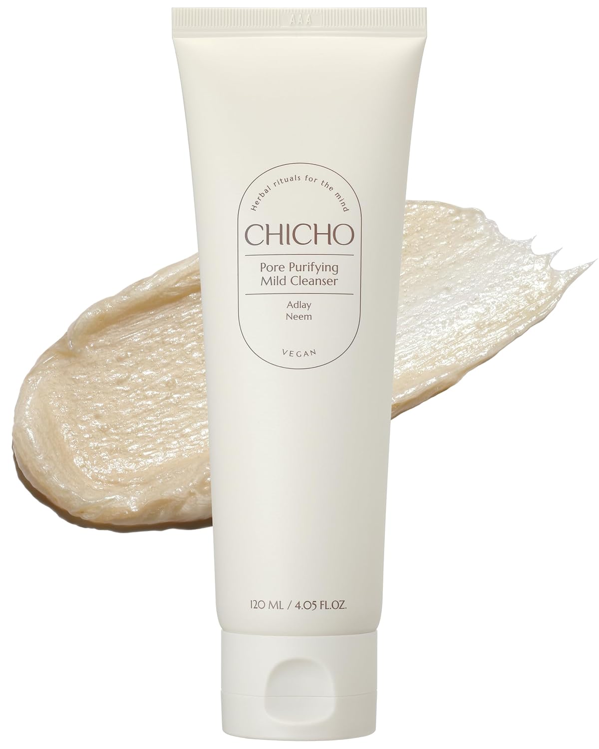 CHICHO Korean Pore Cleanser - Daily Micro-Polish Scrub Foam with Job's Tears 10,000ppm & PHA, 5-Ceramide Barrier, Non-Stripping Gentle Face Wash for Sensitive Skin, 4.05 fl oz