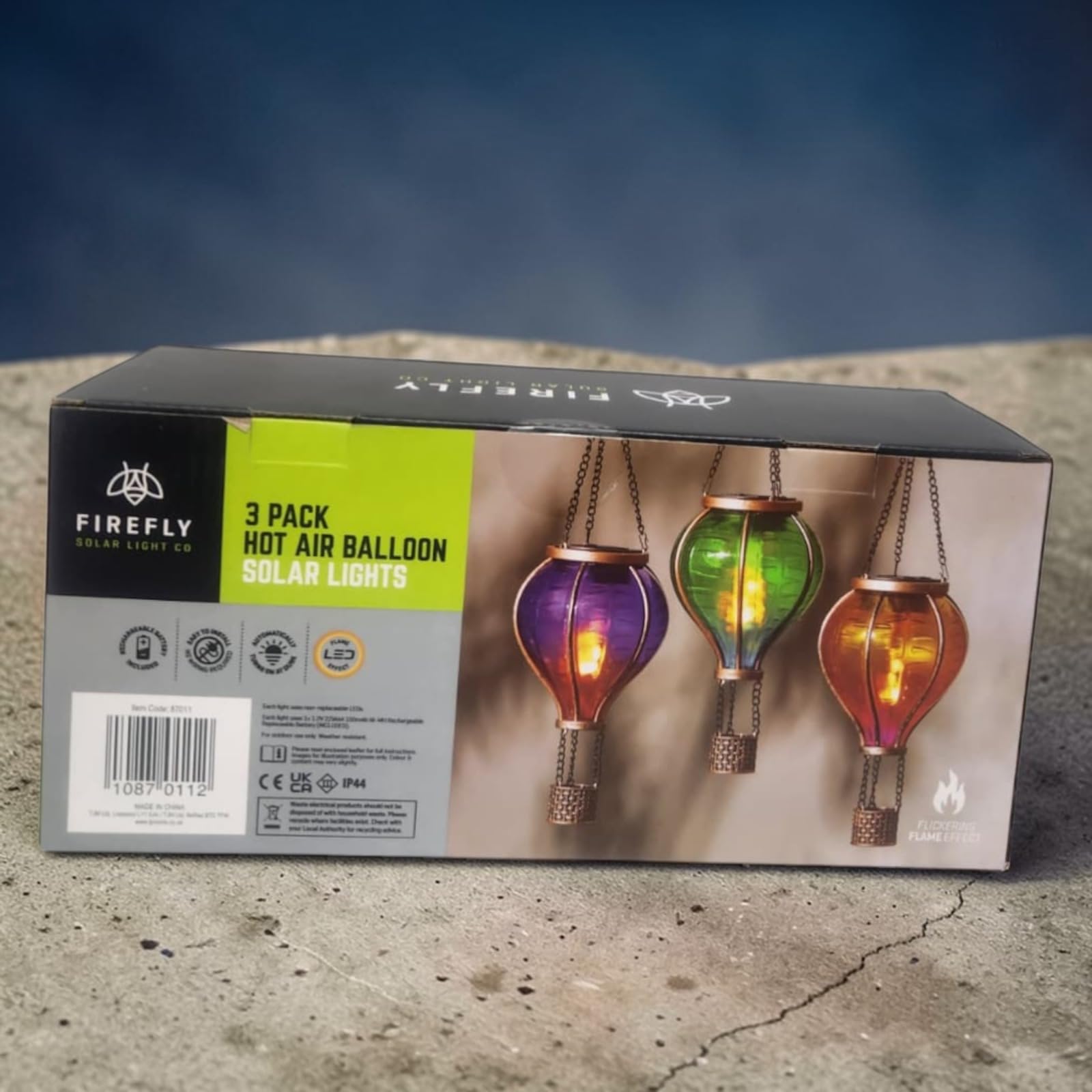 Confezione da 3 luci solari da giardino a forma di mongolfiera, a LED, decorazione per esterni, patio, albero, cortile, sentiero