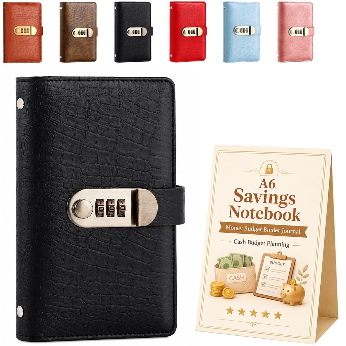A6 Savings Notebook with Lock, Money Budget Binder Journal for Cash