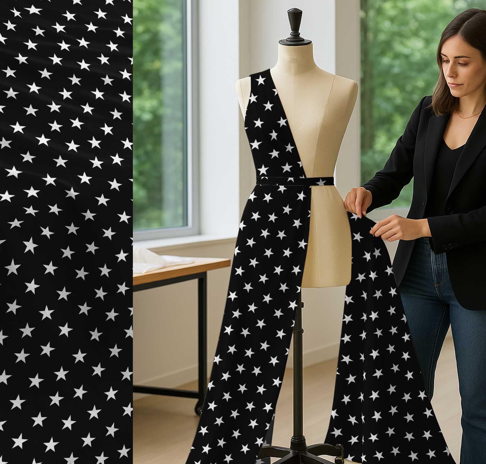 Amazon.com: Soimoi Cotton Voile Black Fabric - by The Yard - 42 Inch Wide -  Stars Print Fabric - Celestial Elegance for Apparel and Home Accents  Printed Fabric