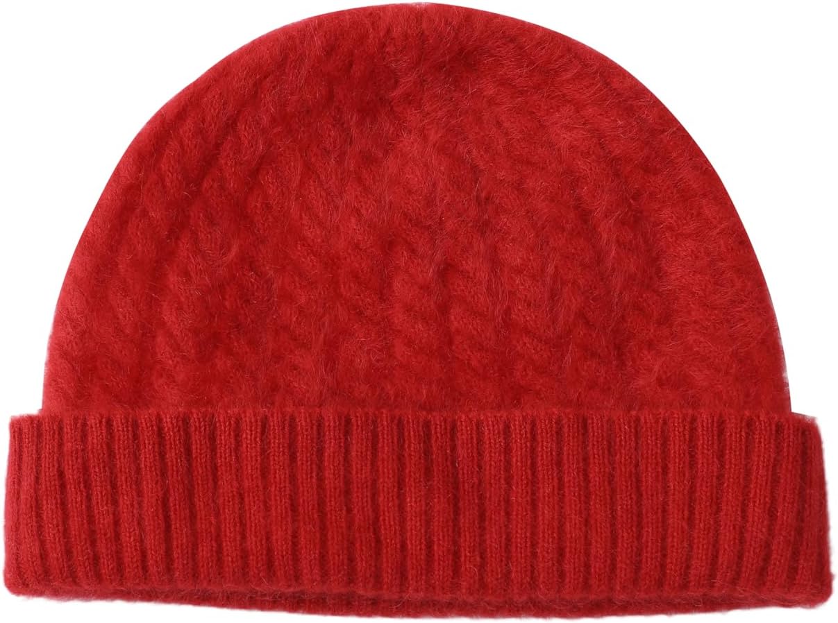 EURKEA 100% Pure Brushed Cashmere Winter Beanie Skullies Cap for Women, Soft Warm Lightweight Beanie
