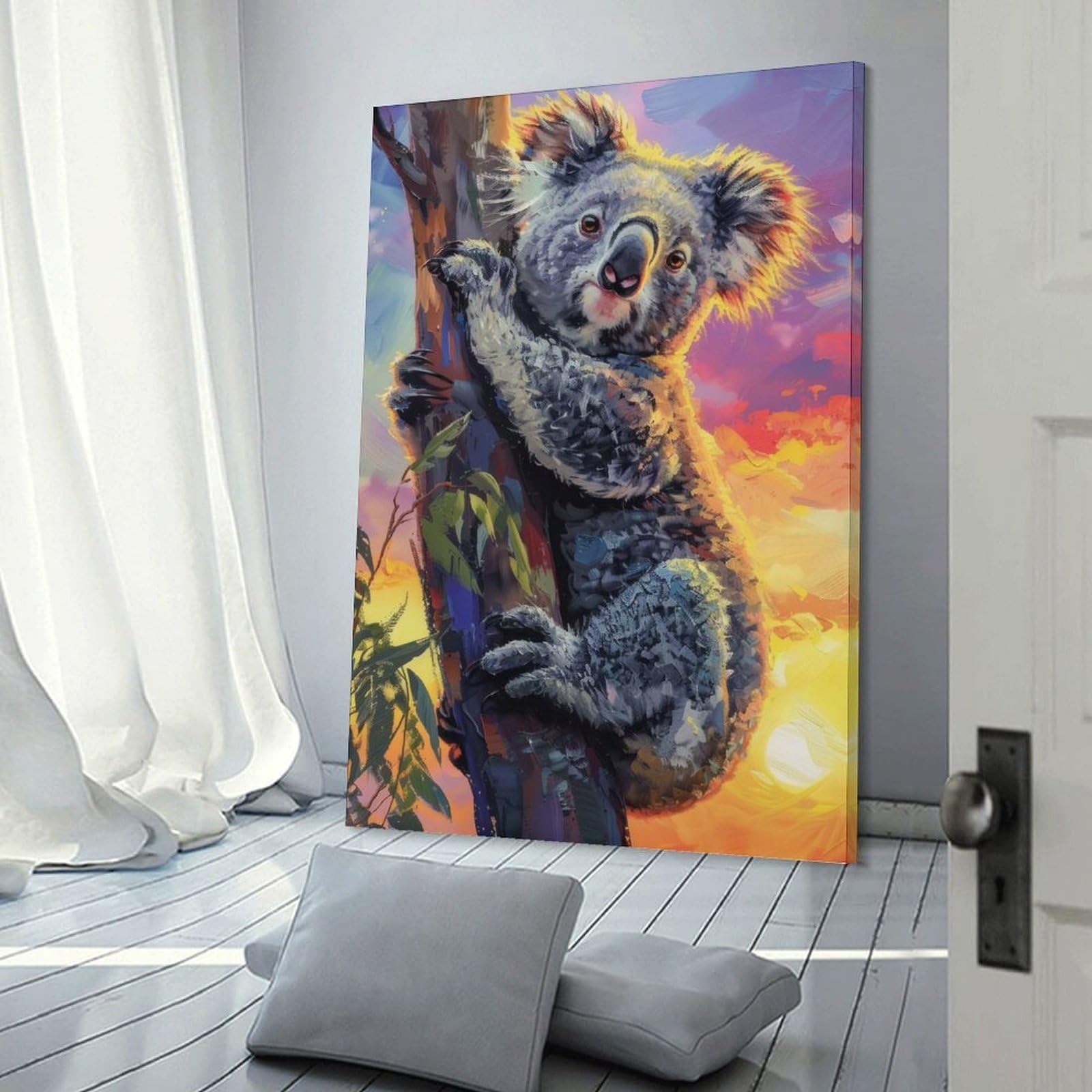 Junmoney Wall Picture Print Sunrise Koala, 24x36inch(60x90cm), for Living Room, Lounge Or Sitting Room, Modern Wall Decor for Cosy Interiors