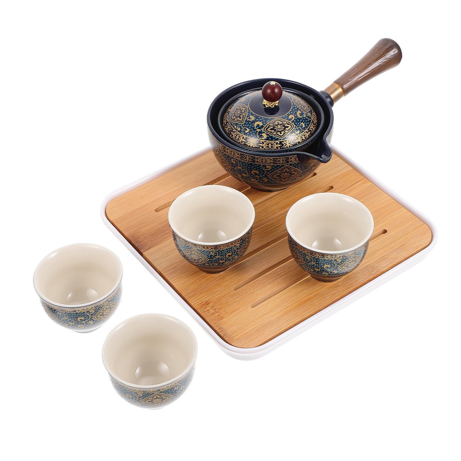 Zerodeko Juego de Té Portátil Kung Fu Tetera Viajera Filtro Interior y Diseño Acolchado para 4 Tazas y 1 Olla, Ideal para Aficionados del Té en Casa y Viaje