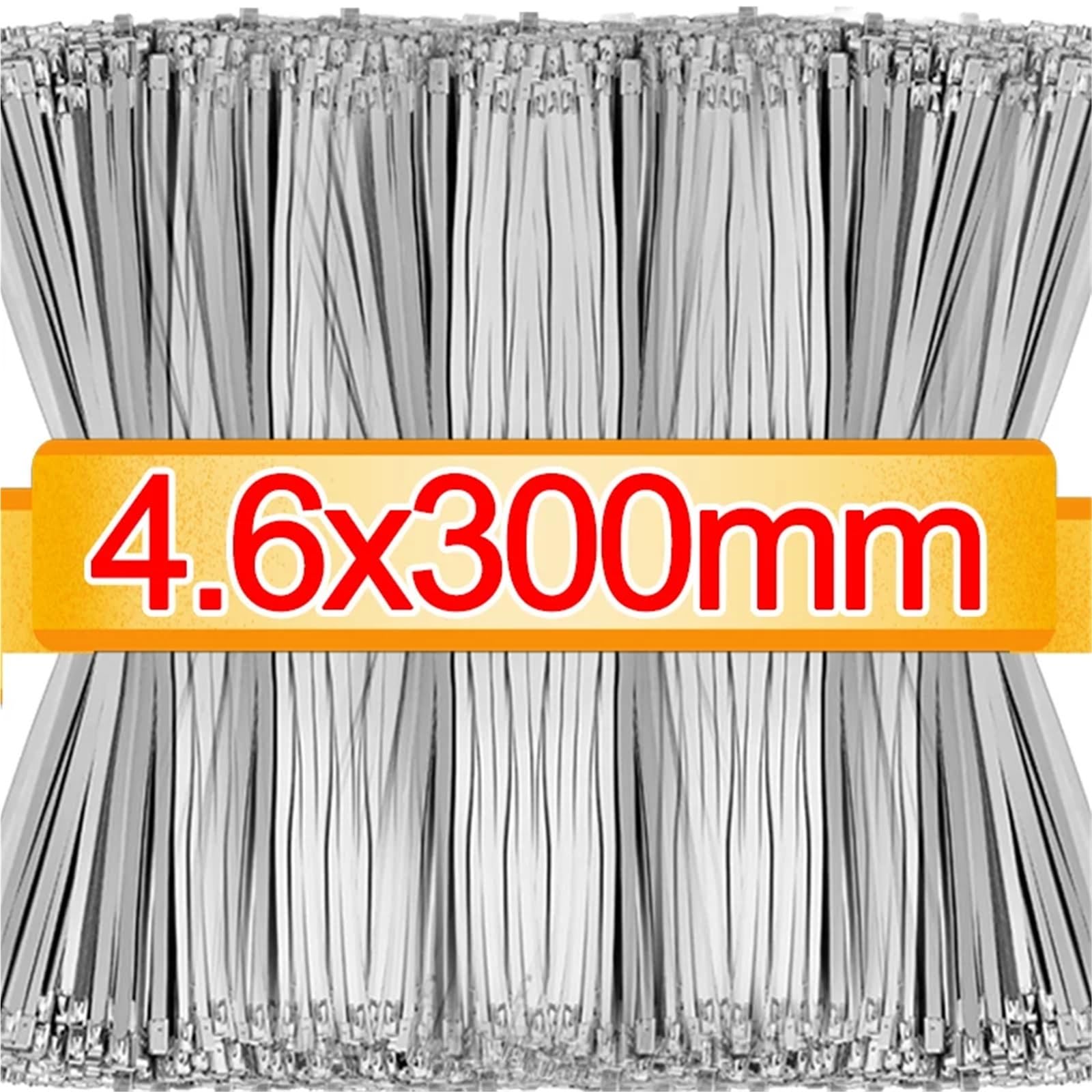 Bridas de acero inoxidable Bridas de acero inoxidable reutilizables con cierre automático, 500 unidades (20 unidades), organizador de cables de alambre y correas de escape.(4.6x300mm,500PCS)
