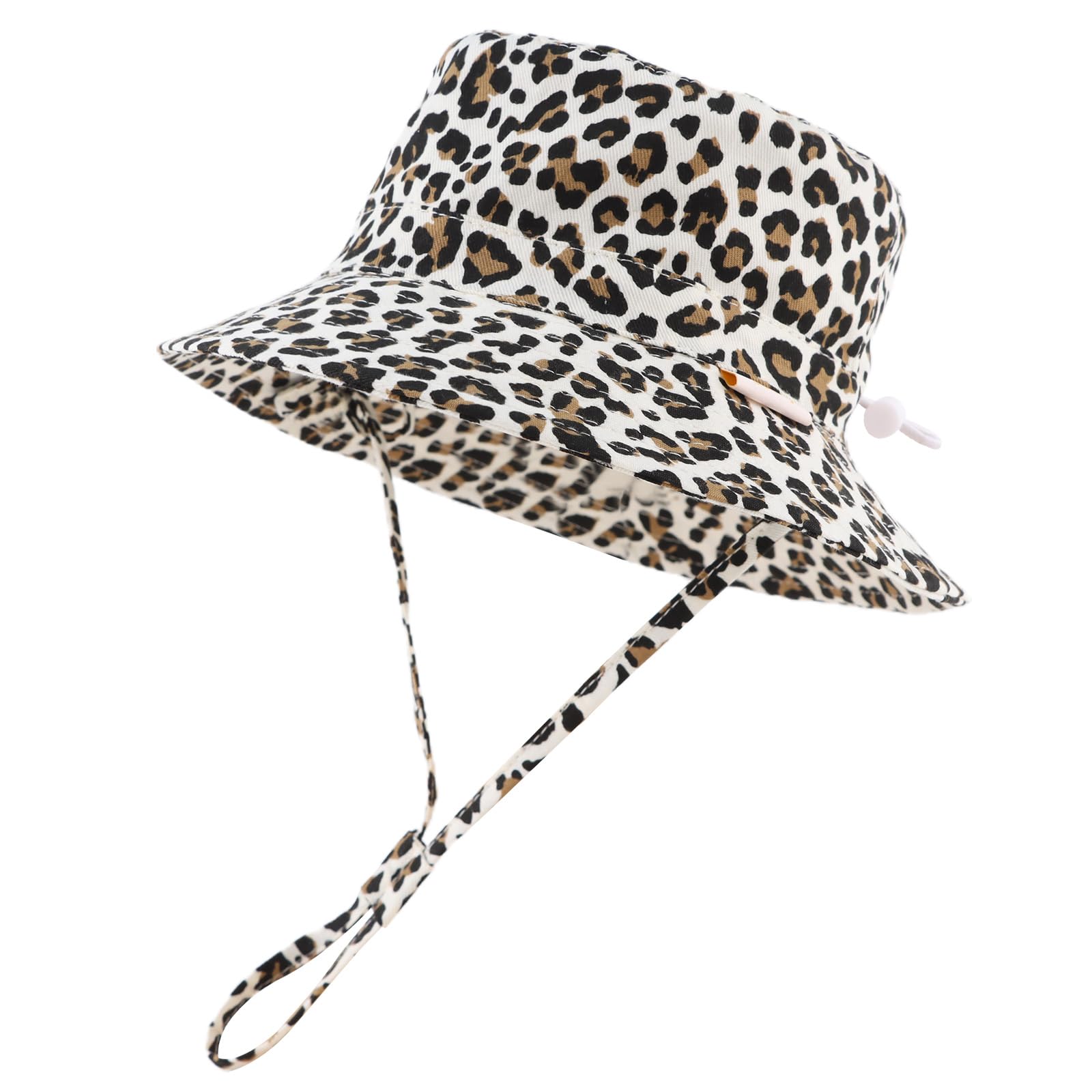 Bamery Baby Toddler Girls Bucket Hat Newborn Sun Hats for Boys Classic Infant Summer UV Protection Hats Kids Beach Cap (Leopard, 50)