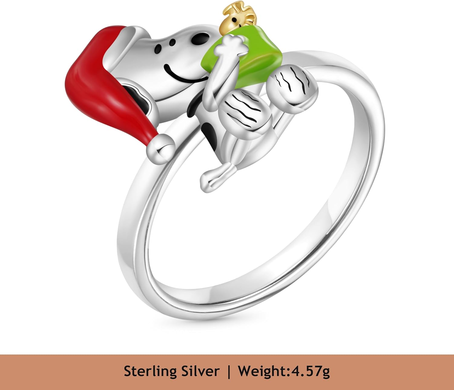 GNOCE Peanuts Christmas Ring for Women,S925 Sterling Silver Ring for Her Wife, Valentine‘s Day, Mother’s Day Jewelry
