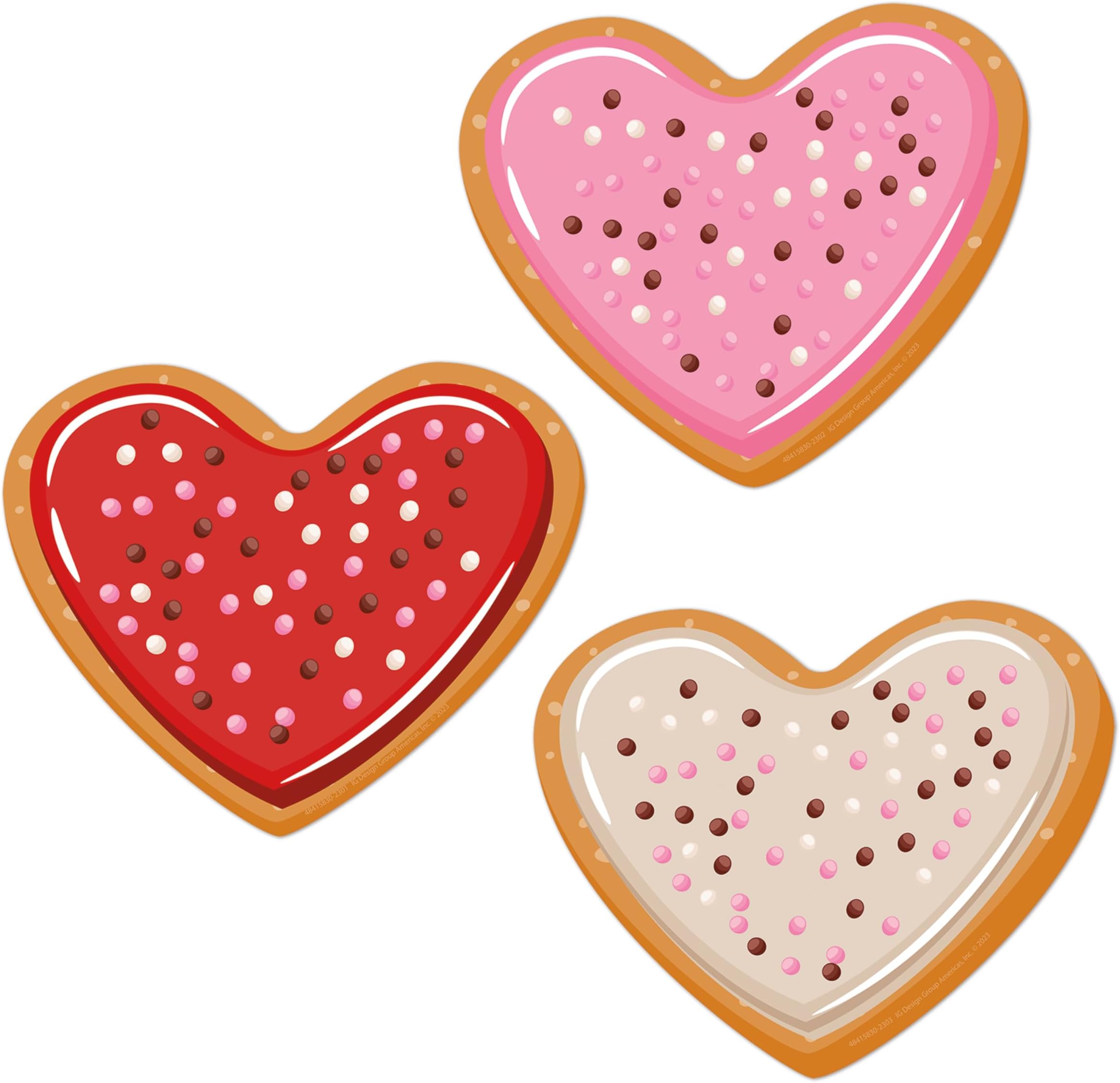 Eureka Valentine's Day Cookies Paper Cut-Out Classroom Decorations for Teachers, 36 Pieces