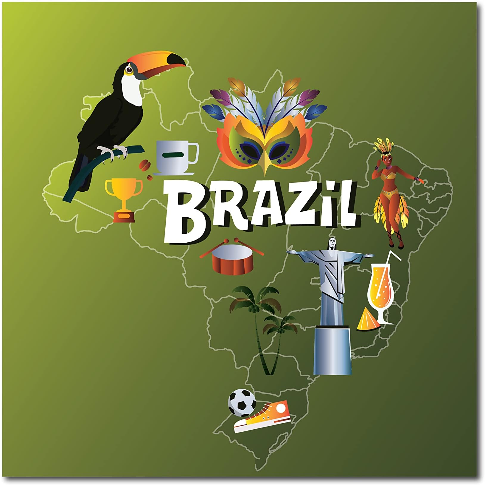 BIRD'S MIND® Brazil Wooden Fridge Magnets for Kids Girls Boys Gift Home and Kitchen Refrigerator Decoration L X H 3 X 3 Cms