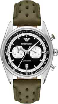 Amazon.com: Emporio Armani Men's Chronograph Green Leather Watch