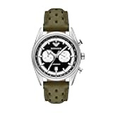 Men's Chronograph Green Leather Watch (Model: AR11709)