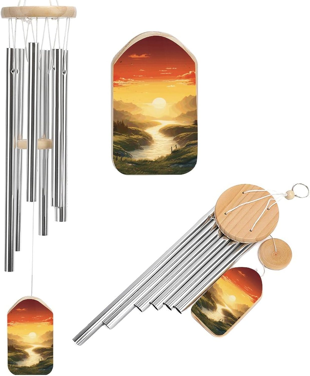 Outdoor Wind Chimes, Rising Sun Printed Wind Chimes,Simple Wind Chimes,Curtain Wind Chimes for Home Decoration