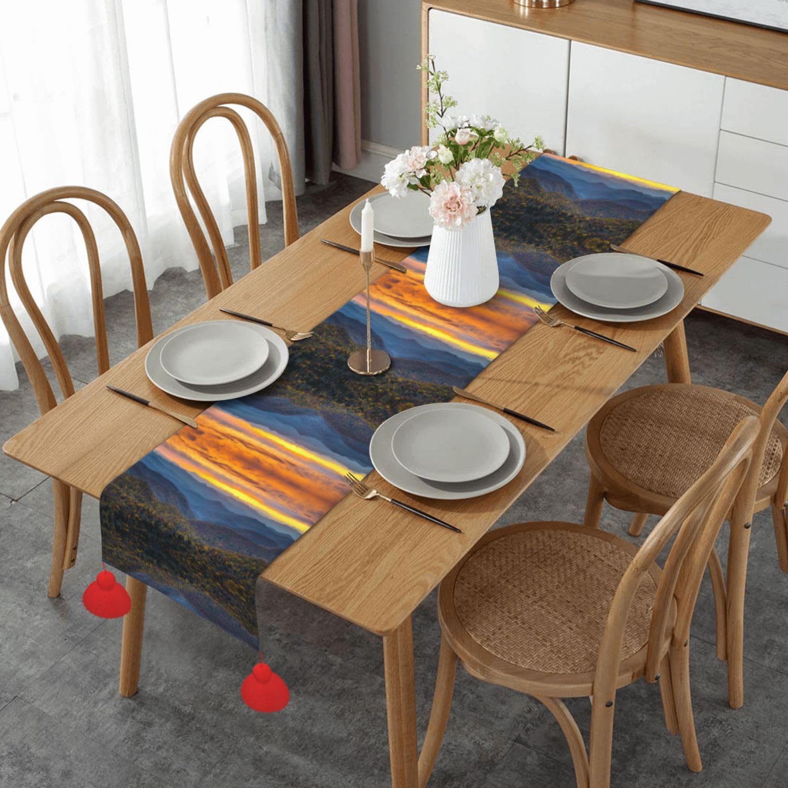 Chemin de table rustique Blue Ridge pour repas de Noël et déco de table repas