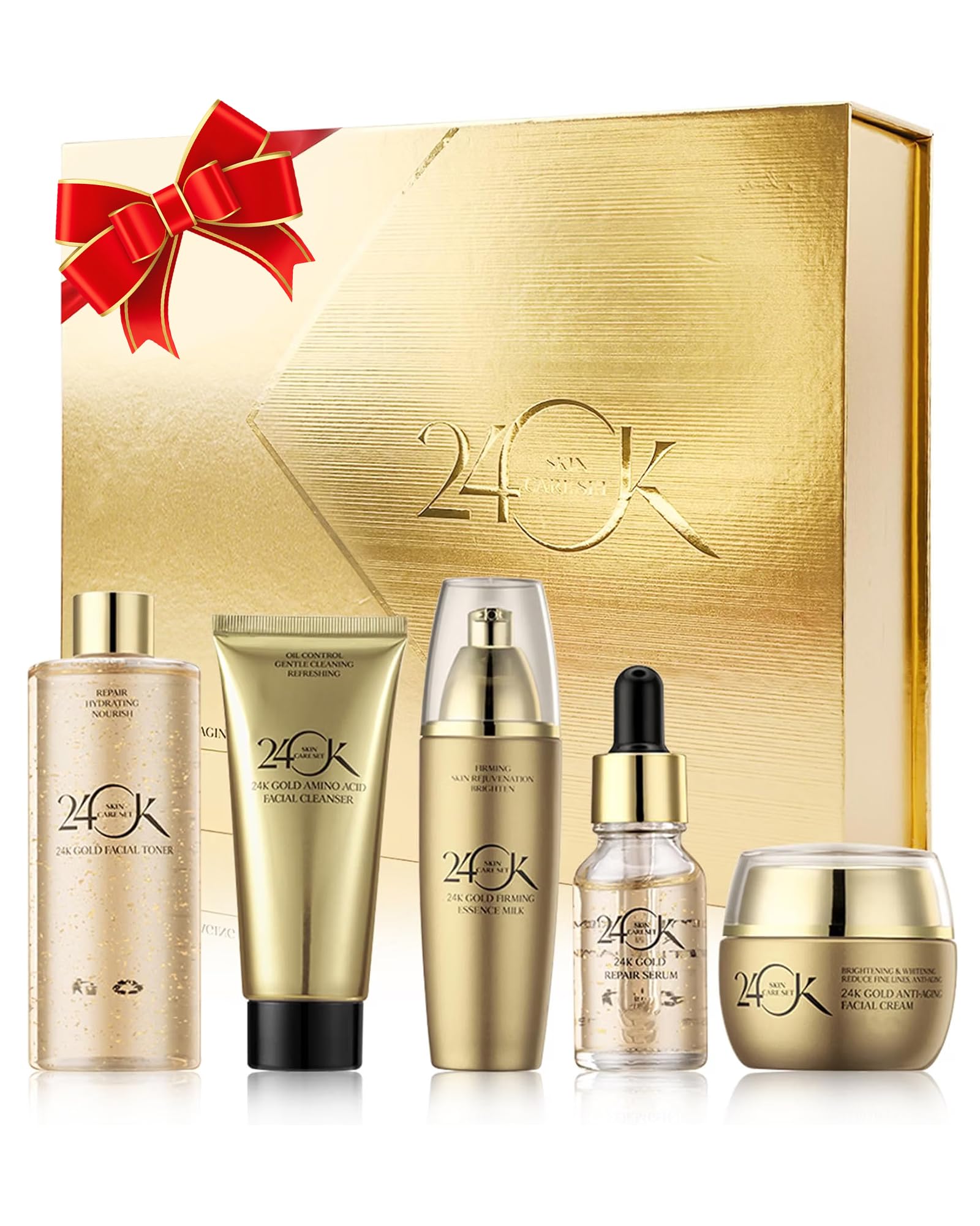 Skin Care Kit,6 in 1 24K Gold Skincare Toiletries Product Set for