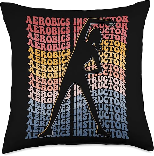 Miniatura 4 de Aerobics Instructor Exercise Fitness Gifts Aerobics Instructor Groovy Exercise Fitness Throw Pillow, 16x16, Multicolor