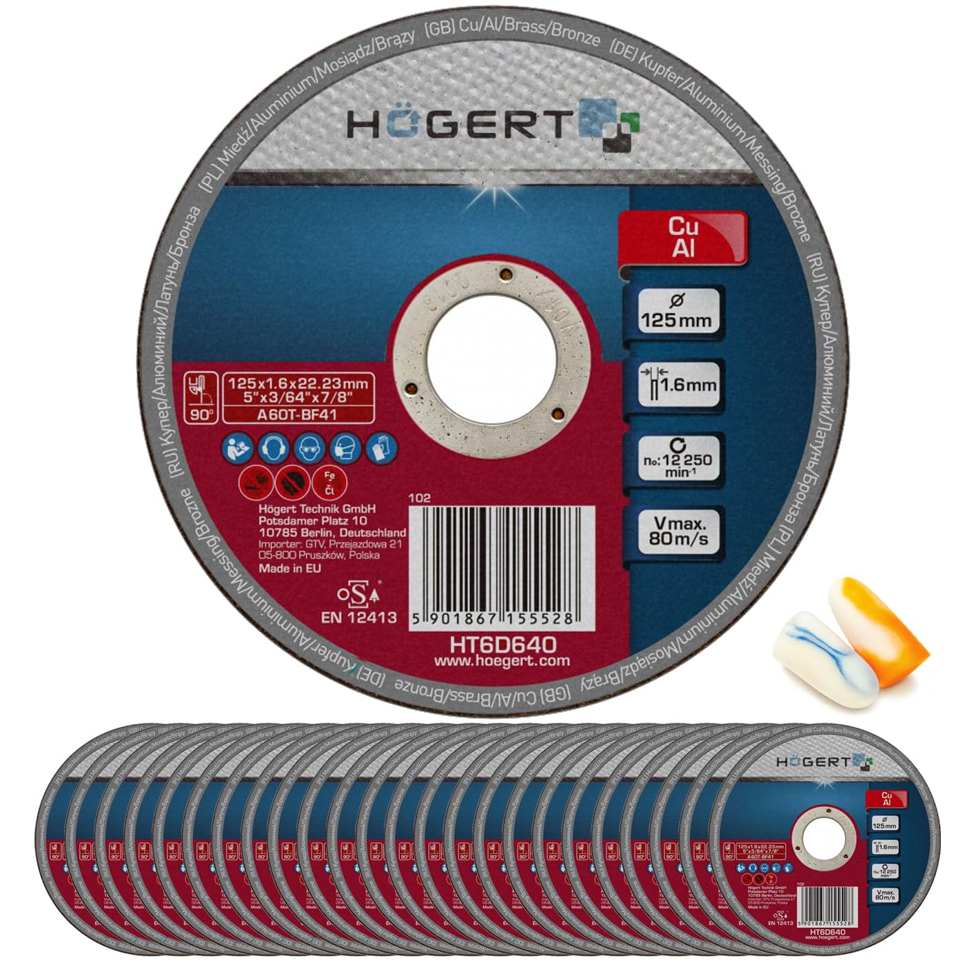 Metall-Trennscheibe 125 mm / 1,6 mm, 25 Stück Korundscheibe Stahltrennscheibe Schleifscheibe Metall Metalltrennblatt Trennblatt Industriequalität Für Kupfer & Aluminium
