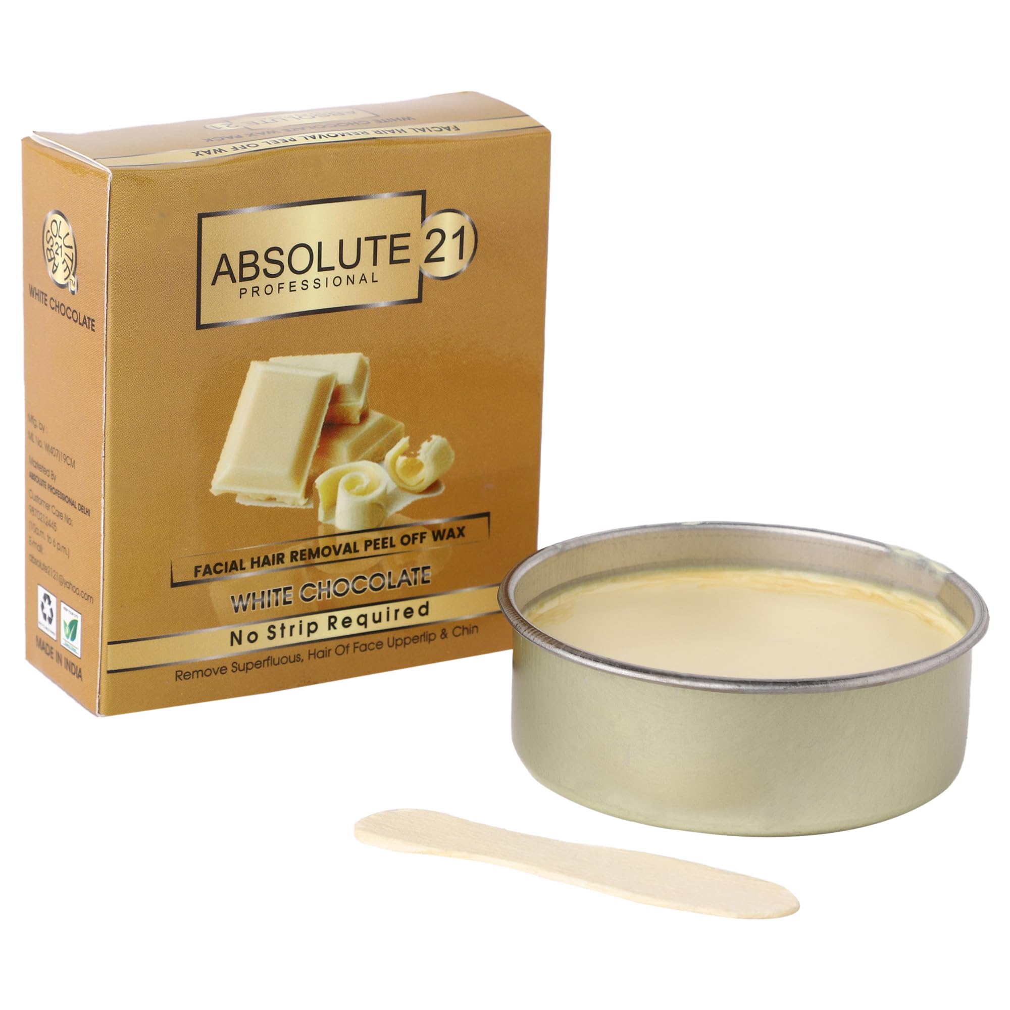 ABSOLUTE21 PROFESSIONAL White Chocolate Regular Facial Peel off Katori Wax for Women Face Waxing Painless & Softness Hair Removal (80Gm) (Pack of 1)