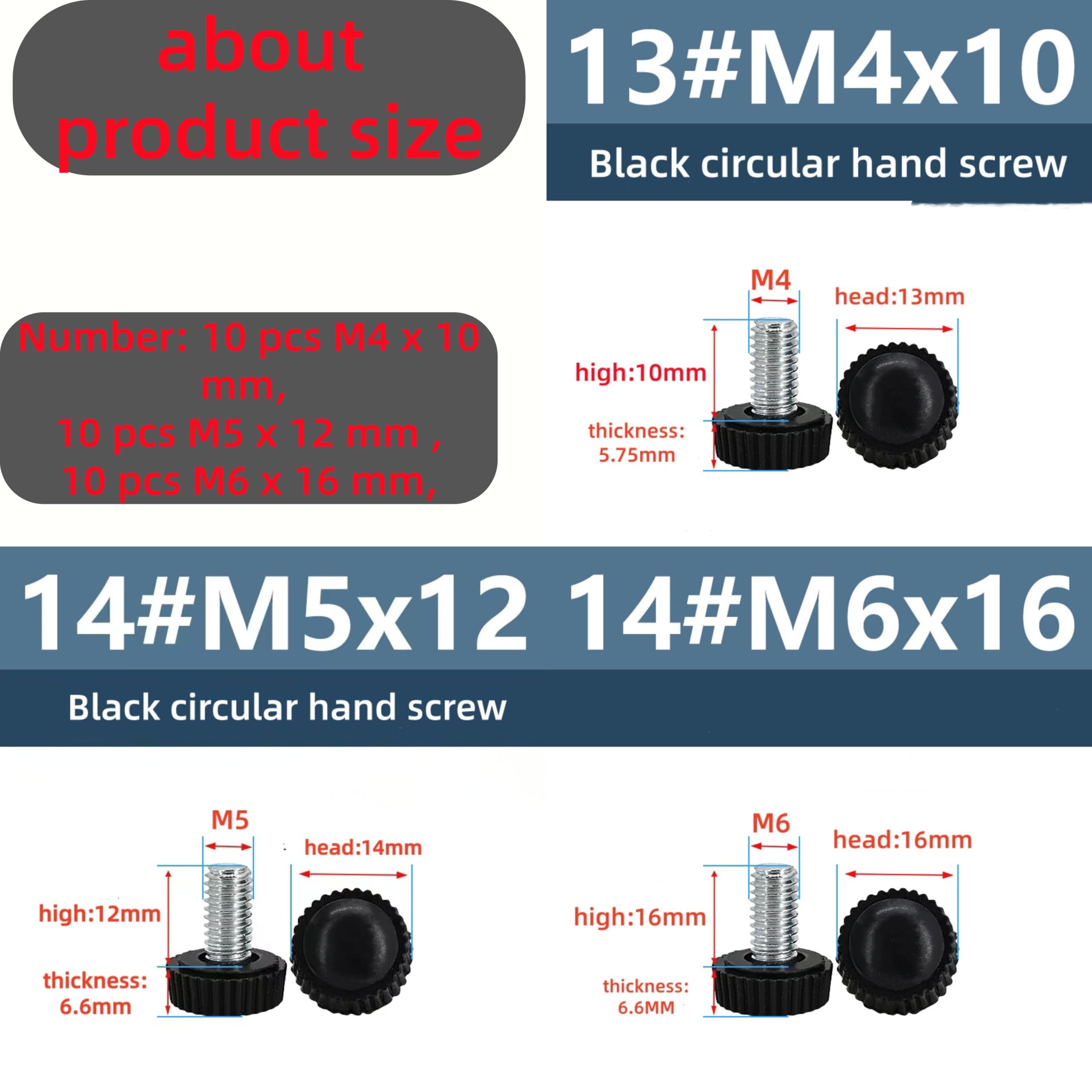 30 Thumb Screws - M4, M5, M6 - Vesa & Monitor Screws -3