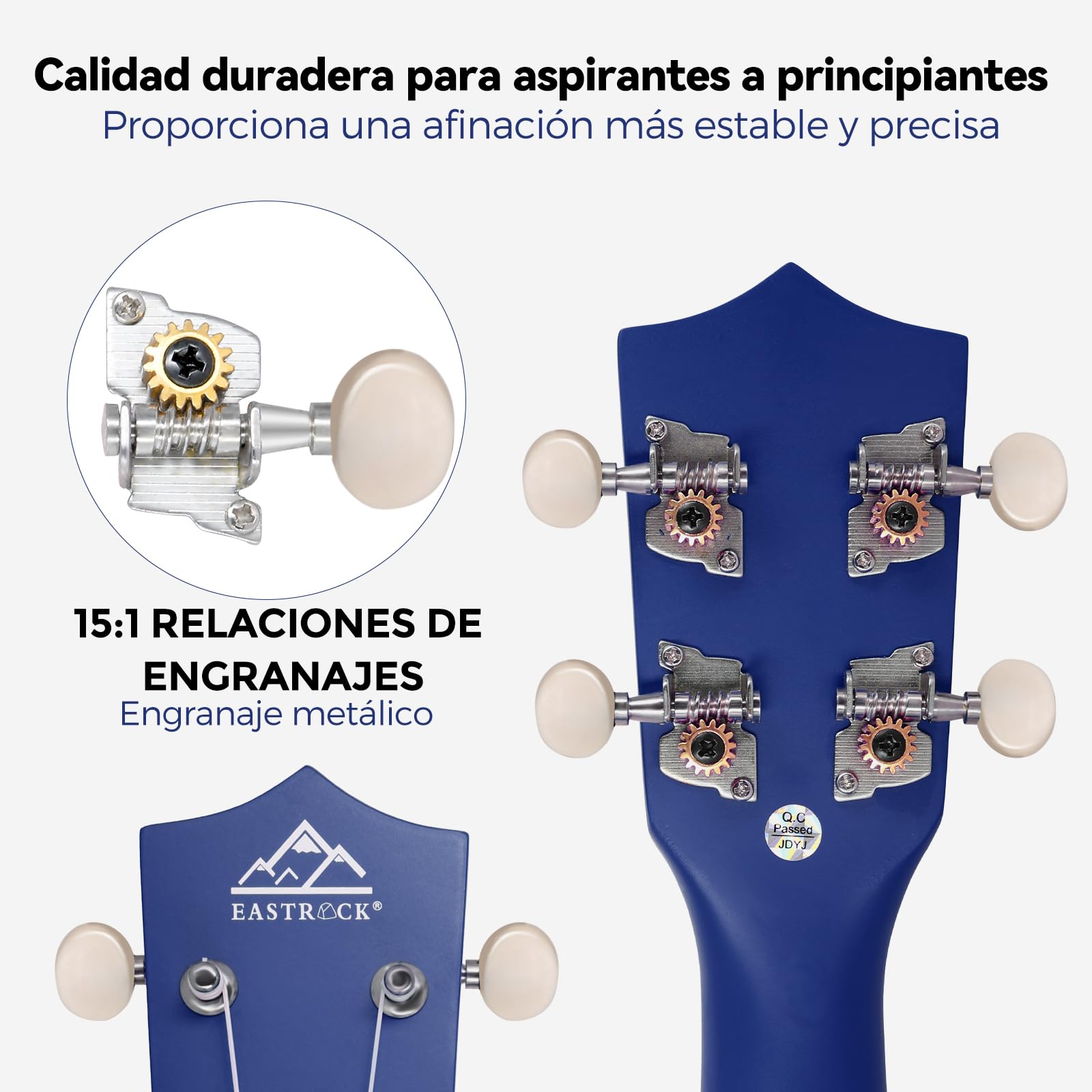 EASTROCK Ukelele Soprano de 21 Pulgadas, Kit de Ukulele para Principiantes con Bolsa, Cuerda, Manual de Instrucciones (Azul Marino)