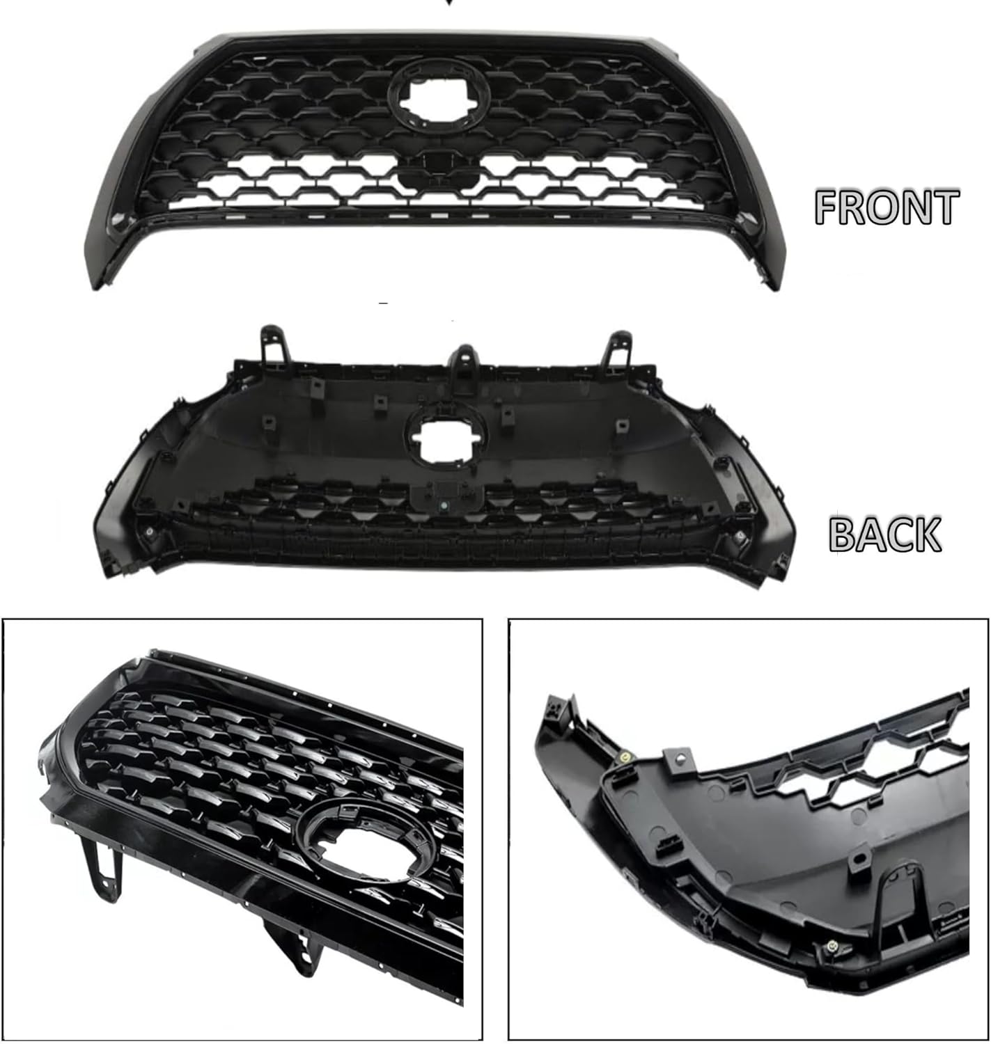 Glossy Black Front Grille Compatible With Toyota Corolla Cross L LE 2022-2024 (Not For XLE Models) Upper Hood Grill Insert Aftermarket Plastic Grille