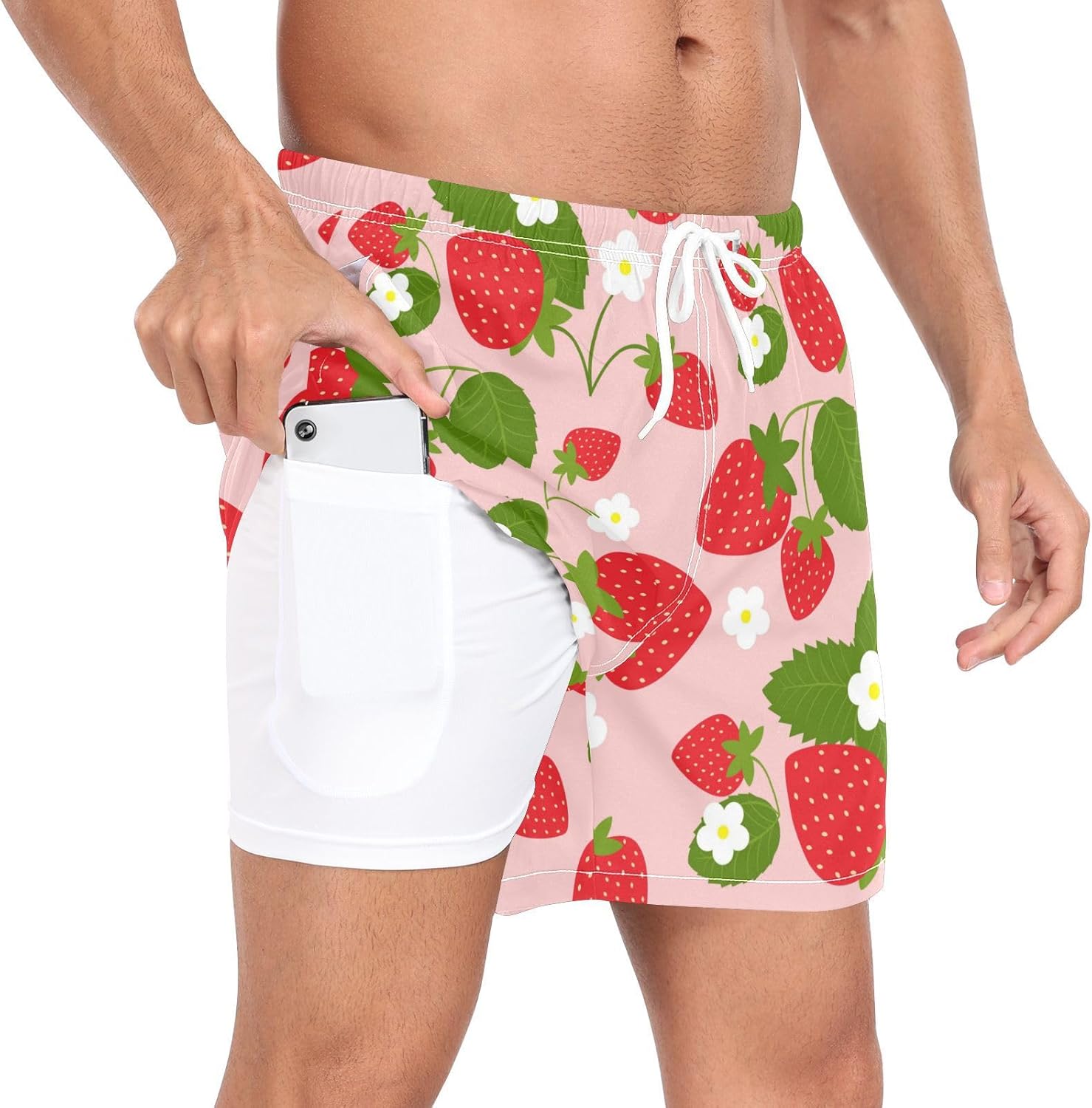 Men Swim Trunk with Compression Liner Quick Dry Mens Bathing Suit S-XXL