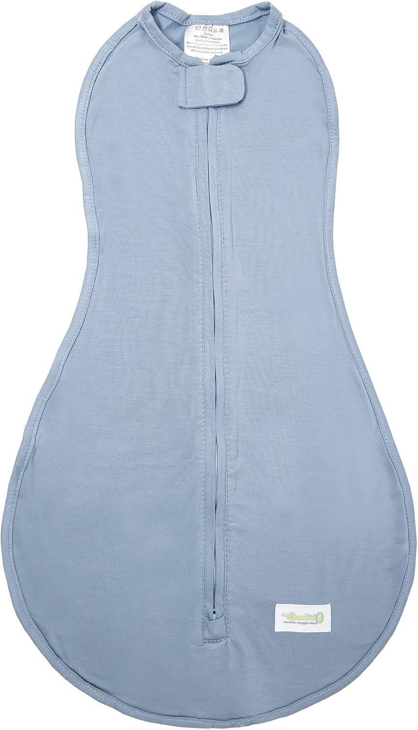 Woombie Eucalyptus Leaf Tencel Sweaddling Blanket - Ultra Soft, Soothing Eucalyptus Fiber Baby Swaddle - Wearable Baby Blanket - Celestial Blue, 5-13lbs