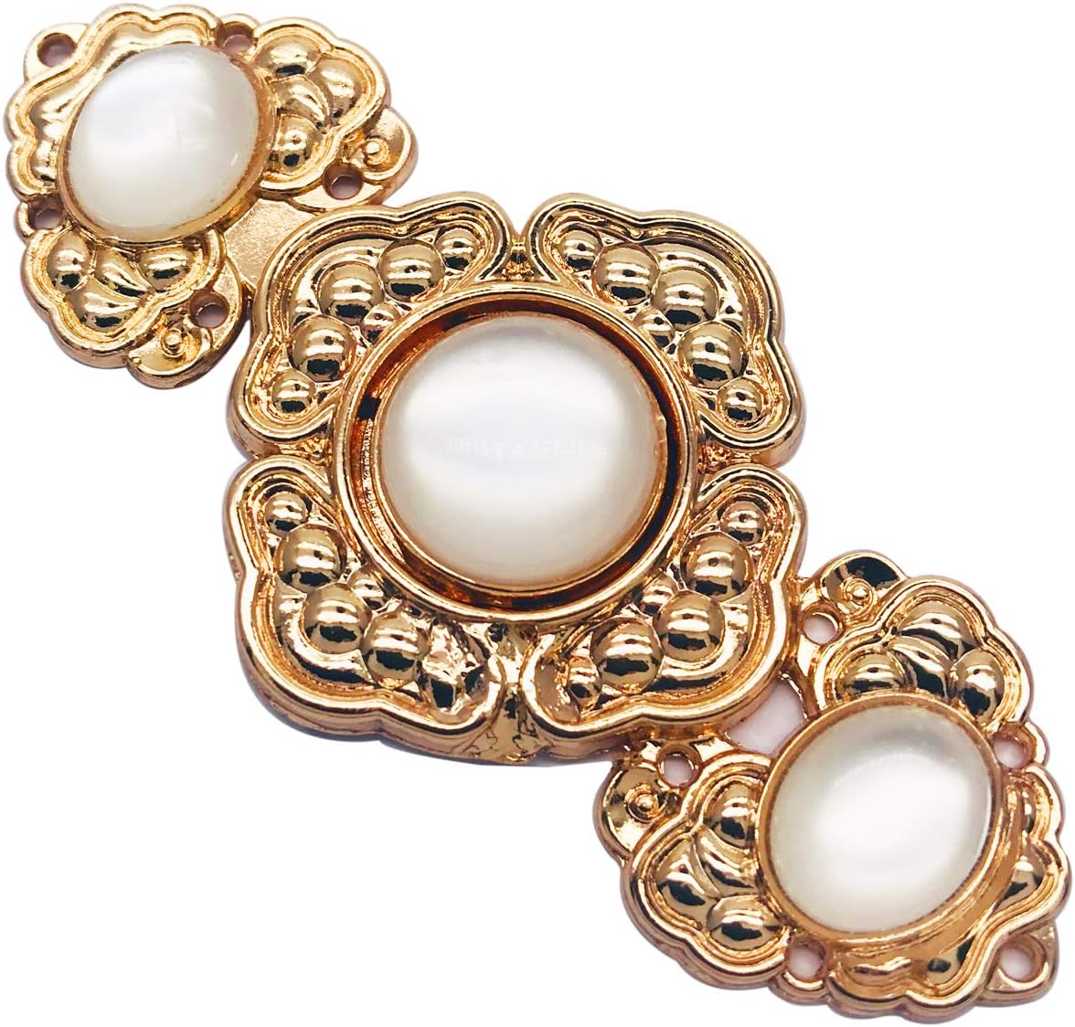 Monkey Rise 5 Pairs Vintage Pattern Sew On Hooks and Eyes Buttons Cape Cloak Clasp Fasteners, Vintage Style Cape Button, Opal Button, Collar Buttons, Clothing Button Accessories(White Opals, Vintage)