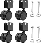 PATIKIL 1.5" Swivel Caster with 0.79" U Bracket, 4 Pack 360° Rotation Nylon Swivel No Noise Wheel with Brake Locking Caster for Furniture Legs Black