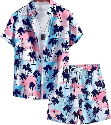 MUMIN Men'S Co-Ord Set – Half Sleeve Casual Shirt & Shorts