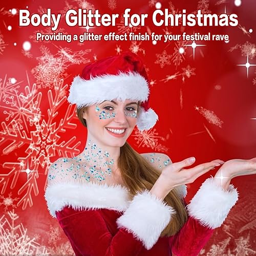 Miniatura 3 de MEICOLY Purpurina corporal azul claro, gel de purpurina de princesa sirena, pintura facial con purpurina azul hielo para Halloween, decoraciones de