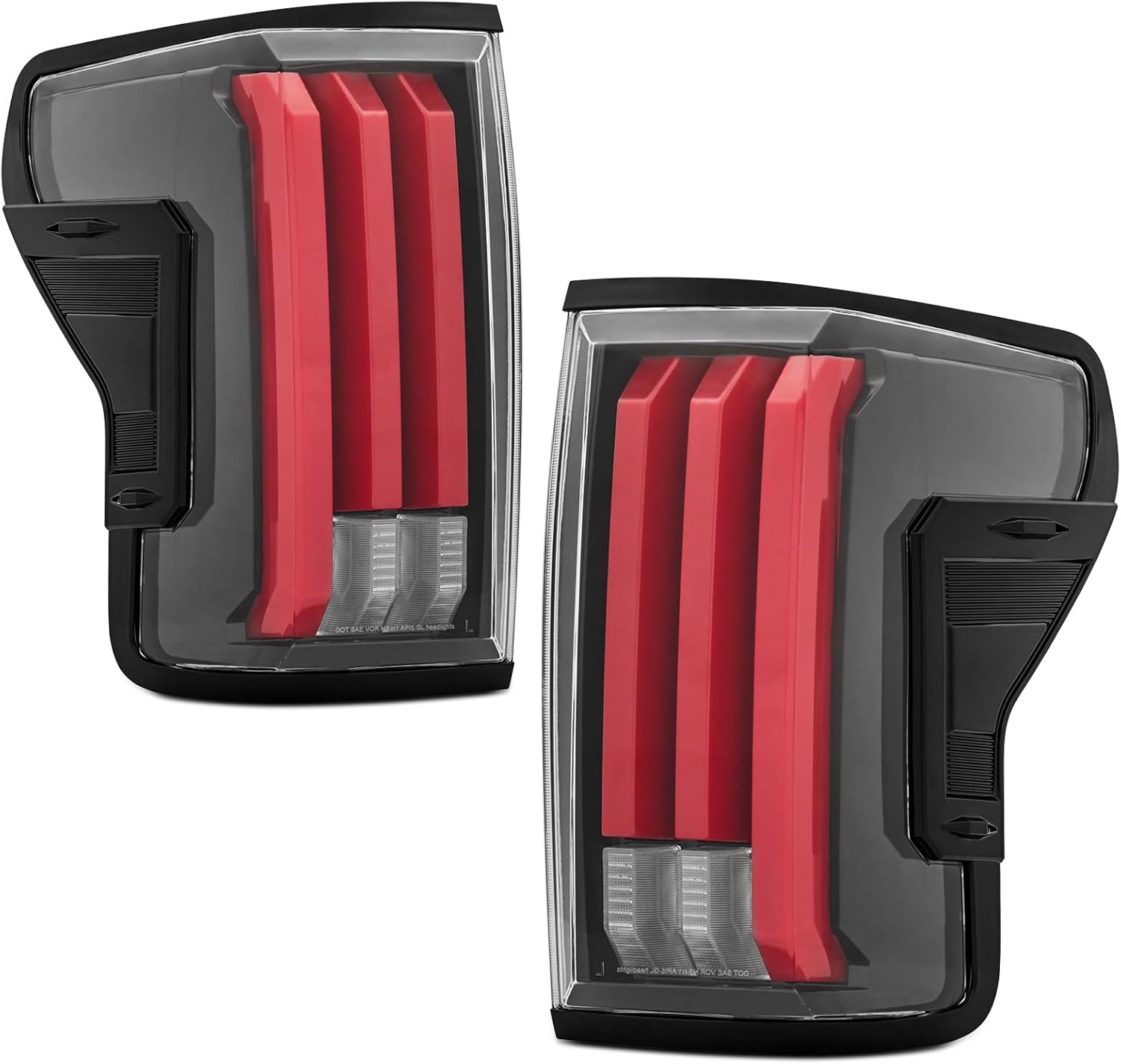 LED Tail Lights Compatible with 2007 2008 2009 2010 2011 2012 2013 Toyota Tundra Taillight Assembly, Driver & Passenger Side Black Housing Red Led strip Rear Lamps