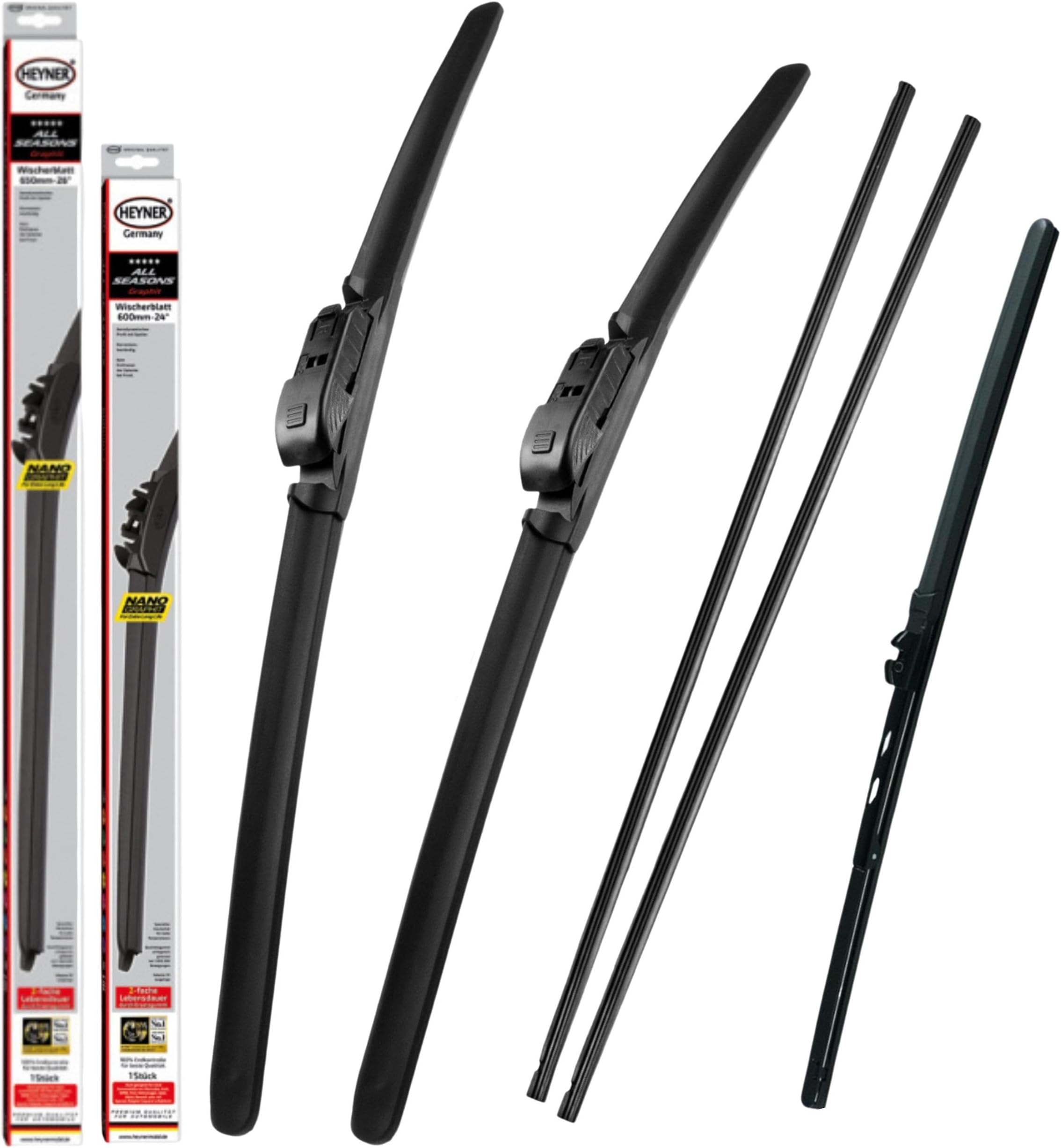 Fits VW Caddy Van Split Rear Door 2010-2017 All Season Wiper Blades With Extra Refill Rubber and Rear Wiper HAS2418TL16HRF