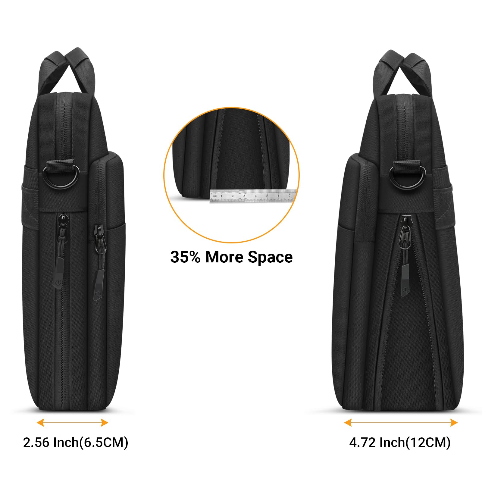 ZYB Grand Capacité Sacoche Ordinateur 15.6-16 Pouces,Étanche Sacoche PC Portable 15.6 16 Pouces Housse Protection Sac à Bandoulière Pochette pour 15-15.6" Laptop/Lenovo/HP/Dell/Acer/MSI/ASUS etc-Noir