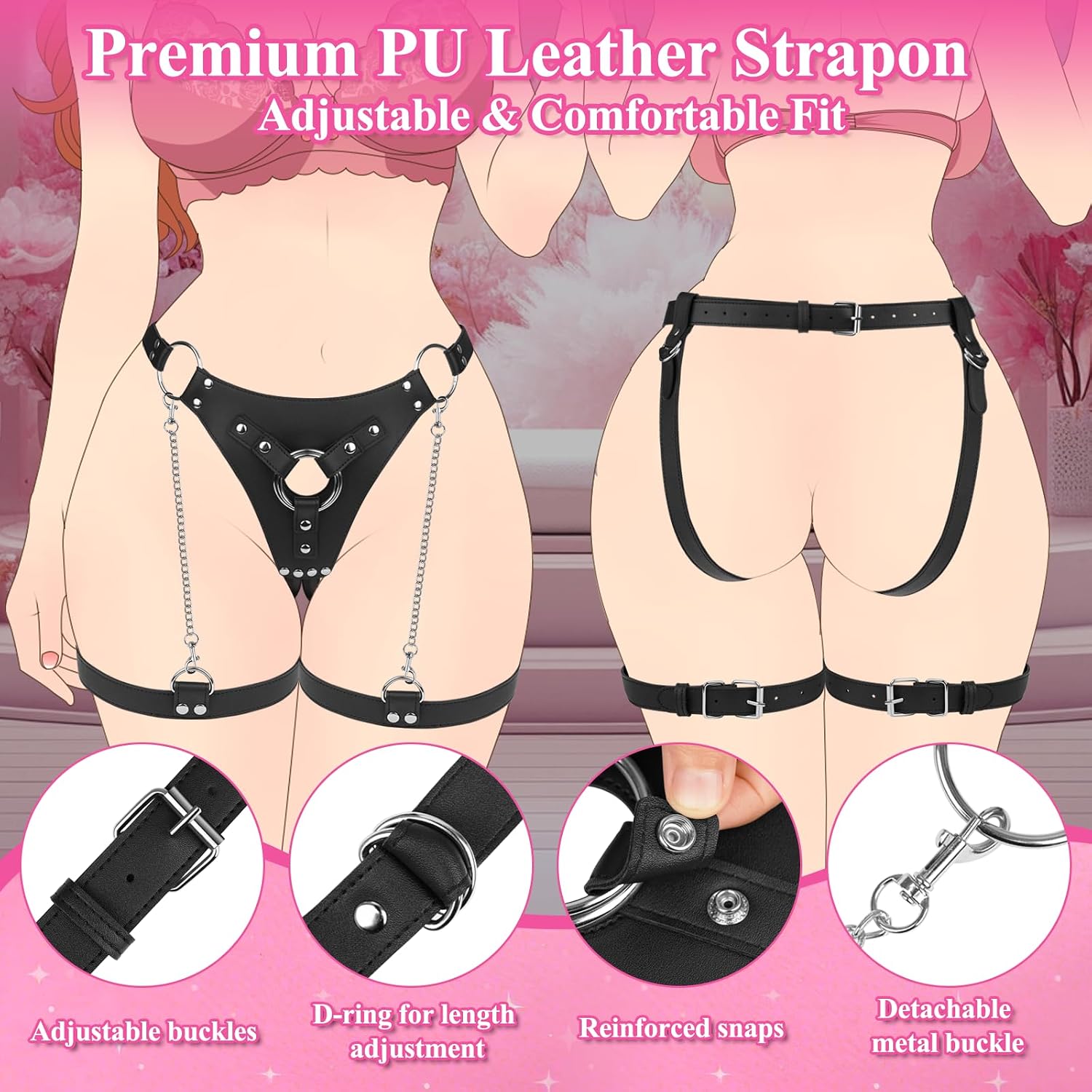 Sex Strap On Harness for Women Pegging Dildo with Detachable Thigh Cuffs