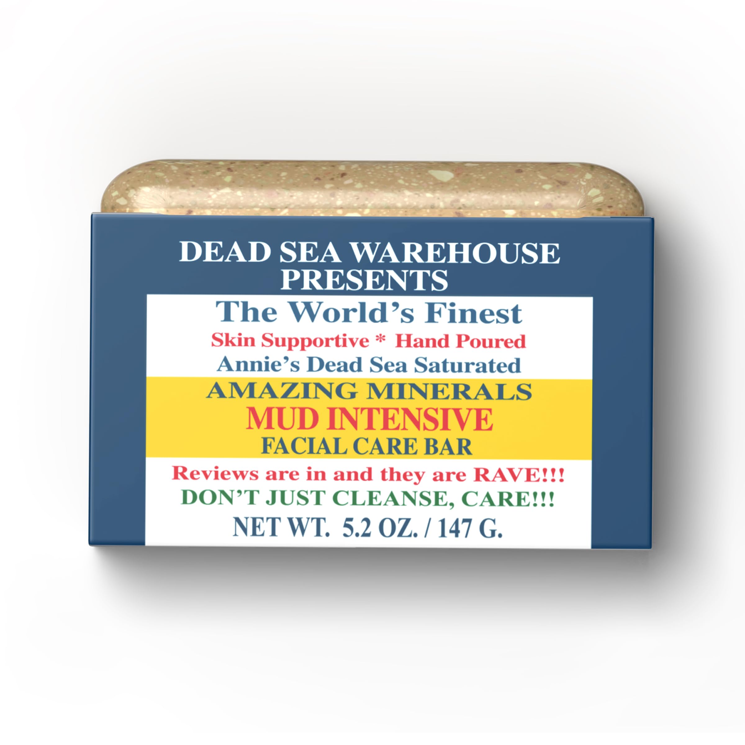Dead Sea Soap MUD INTENSIVE Facial Care Bar - Face Soap for Women and Men - Purifying Dead Sea Mud - For Balanced & Clear Skin, Handmade & Unscented -