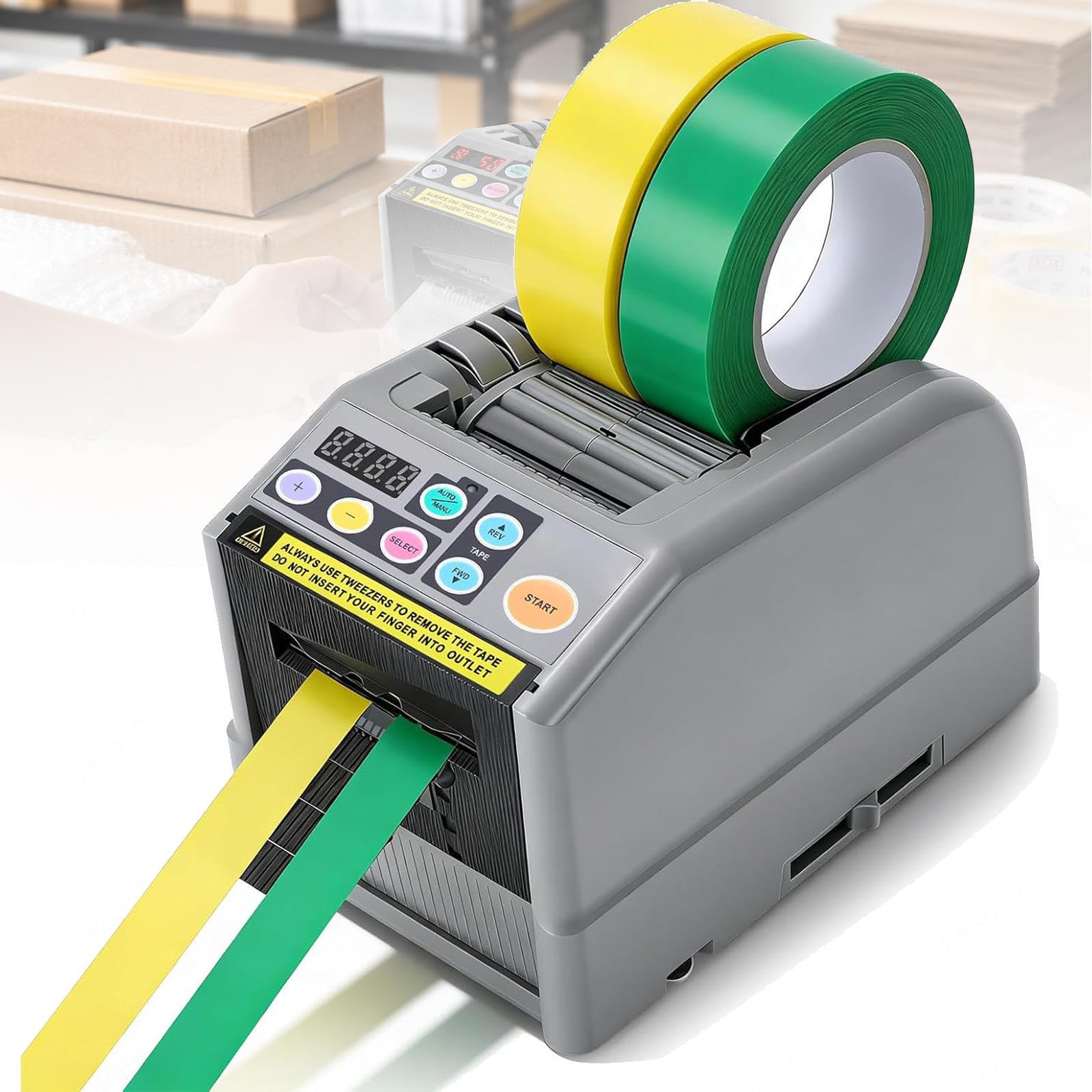 Cortador Eléctrico de Cinta Manual/Auto para Oficina Escuela Tienda | Dispensador automático de cinta, ancho de corte 6-60 mm, pantalla LED, dispensador de cinta de embalaje