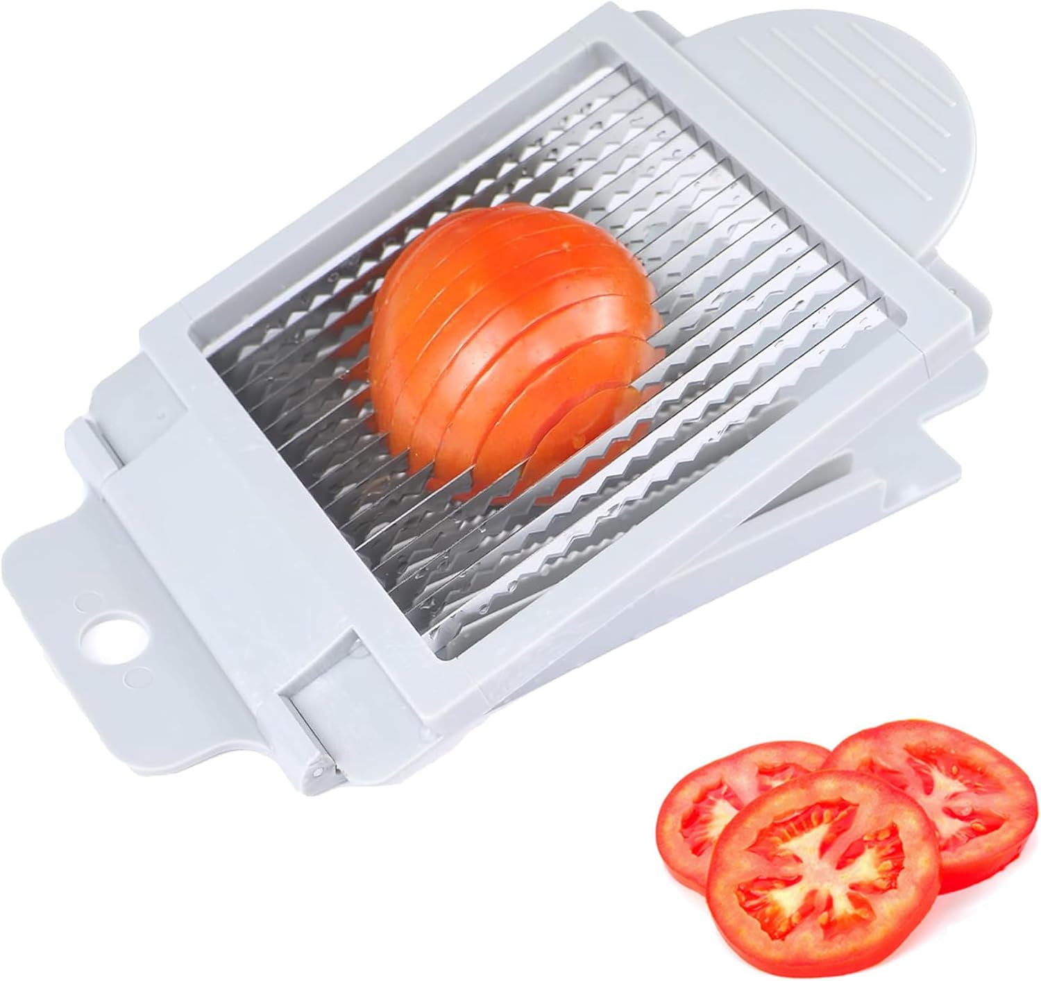 Tomato Slicer with 15 Sharp Blades | Stainless Steel Vegetable & Fruit Cutter | Easy-Grip Handle for Effortless Slicing | Lightweight Time-Saving Kitchen Tool