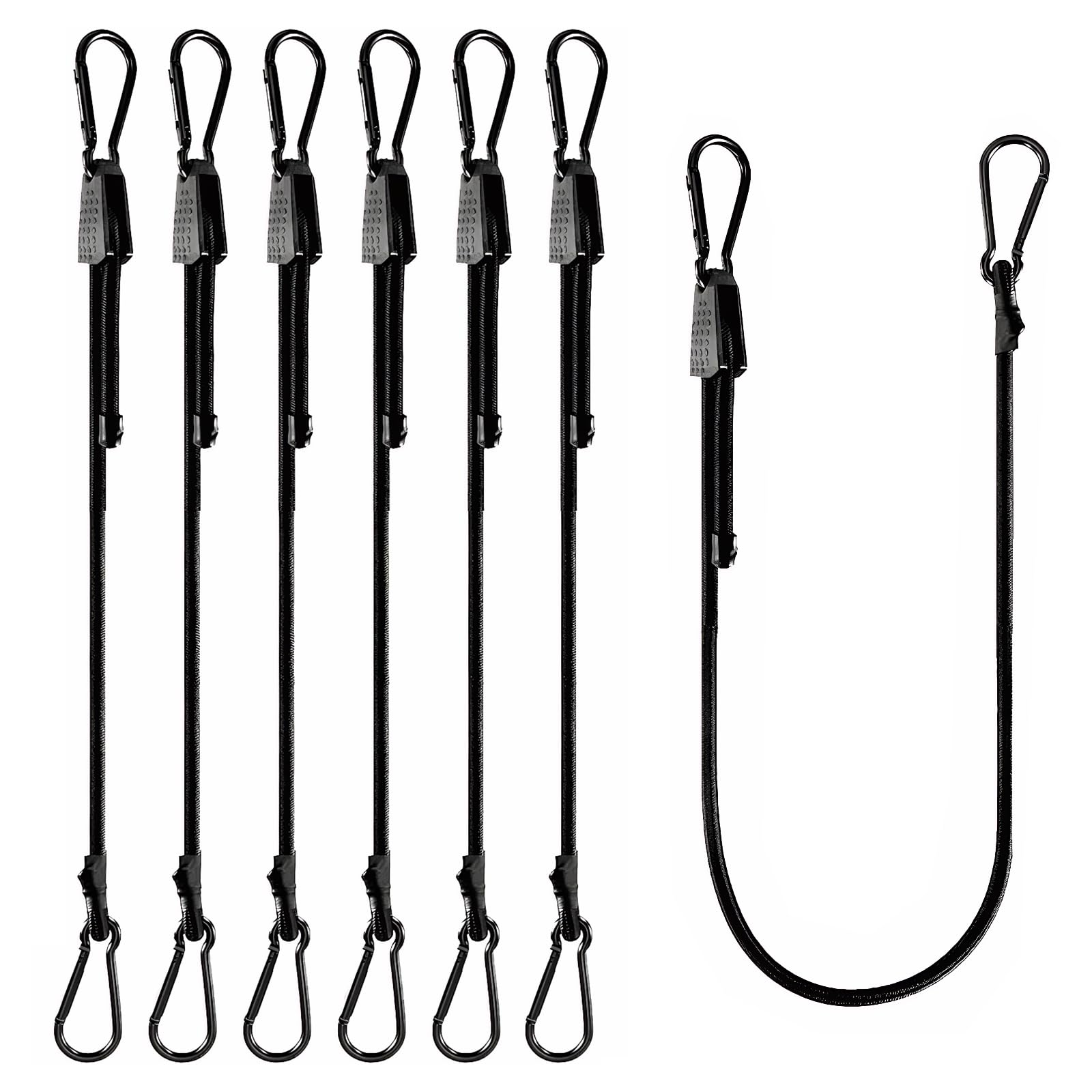 6 PCS Bungees with Hooks, 100cm Adjustable Bungee Cords, Freely Adjustable Length, Heavy Duty Bungee Cords with Hooks for Camping, Tarps, Bike Rack, Tent, Car