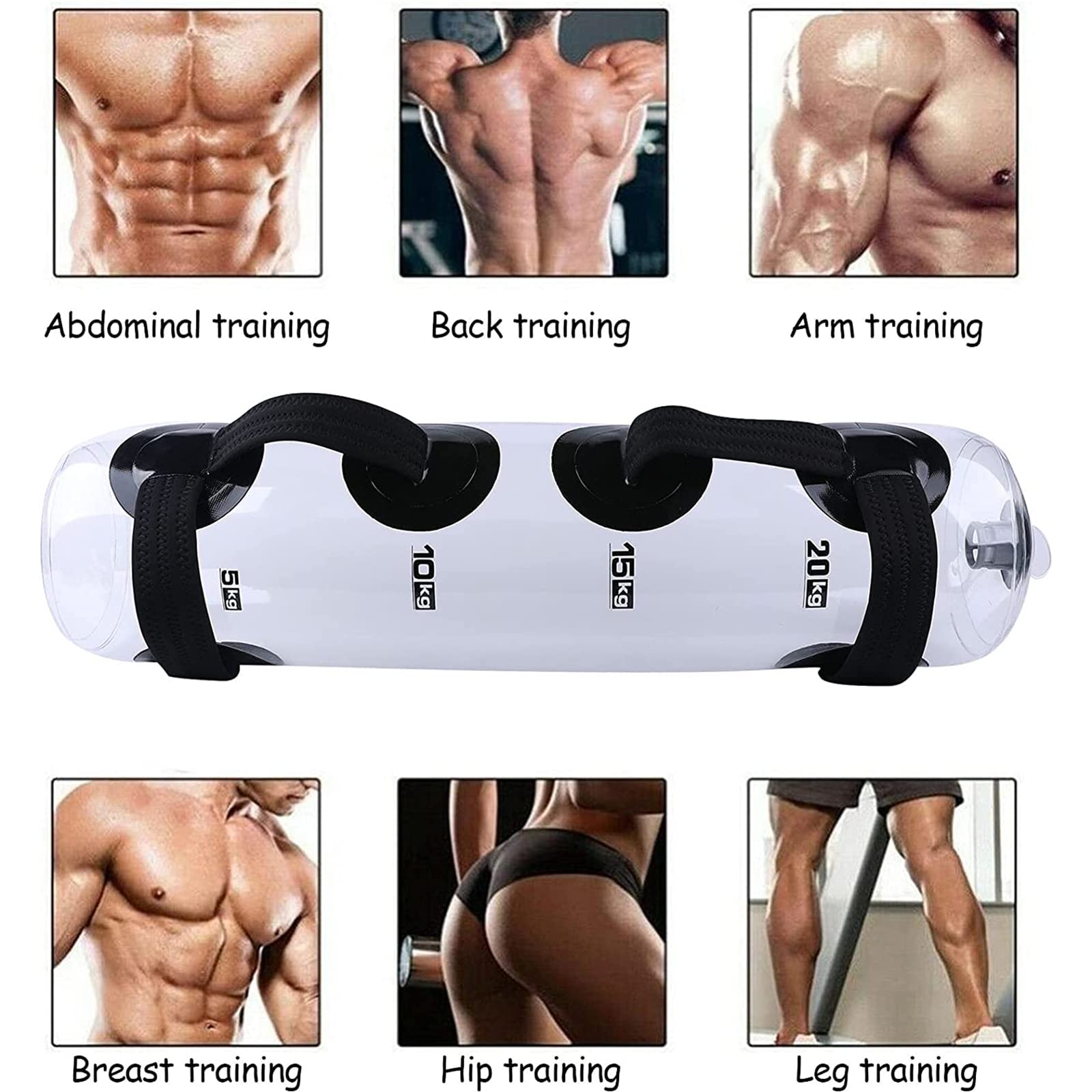 Aqua Bag - Bolsa de agua ajustable para levantamiento de pesas, bolsa de arena, bolsa de agua ajustable alternativa y bolsa de energía con agua, equipo de fitness portátil de estabilidad