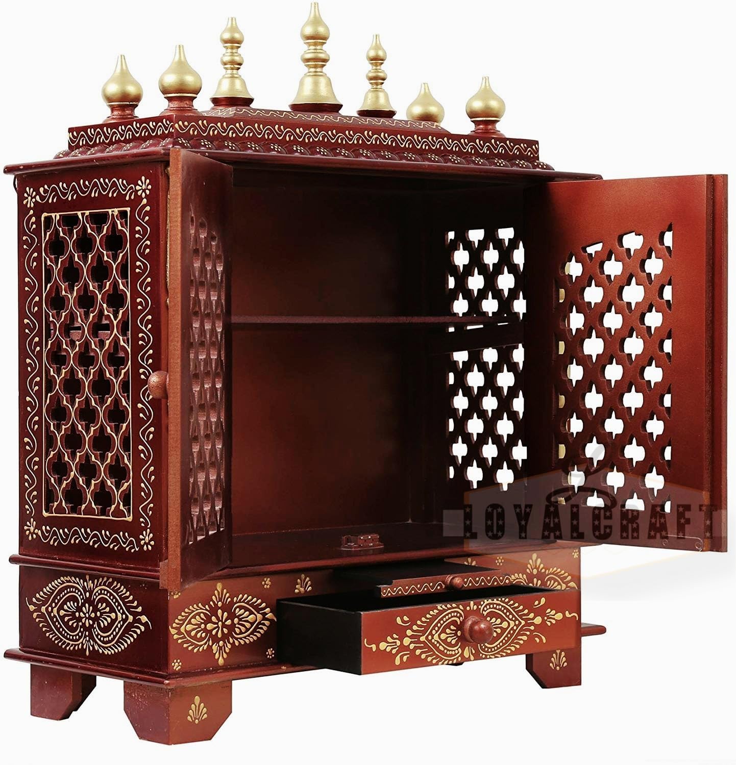 Mandir Pooja in legno | indiano| |indù| |decorazione| |Puja | |armadietto| |tempio| |Bhagwan| |Stand | |Mandapam| |Parete| |Da appendere | Decorazione per la casa negli Stati Uniti (60 x 30 x 76 cm),
