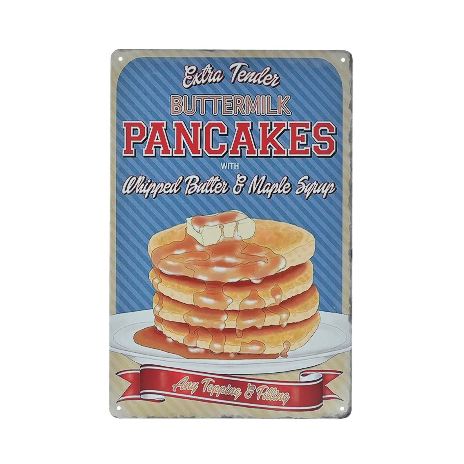 SMAZDFXX Vintage Metal Sign - Pancakes Fast Food Shop Tin Sign Wall Decor Prints 12"x16"