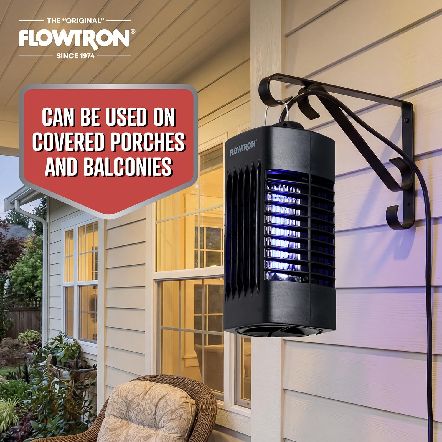 Flowtron Insektenvernichter für den Innenbereich, UV, 1000 V, 160 m², Schwarz | Passend für Küchen, Schlafzimmer und Büros, die einen stabilen Schutz benötigen – einfach in jede Steckdose stecken