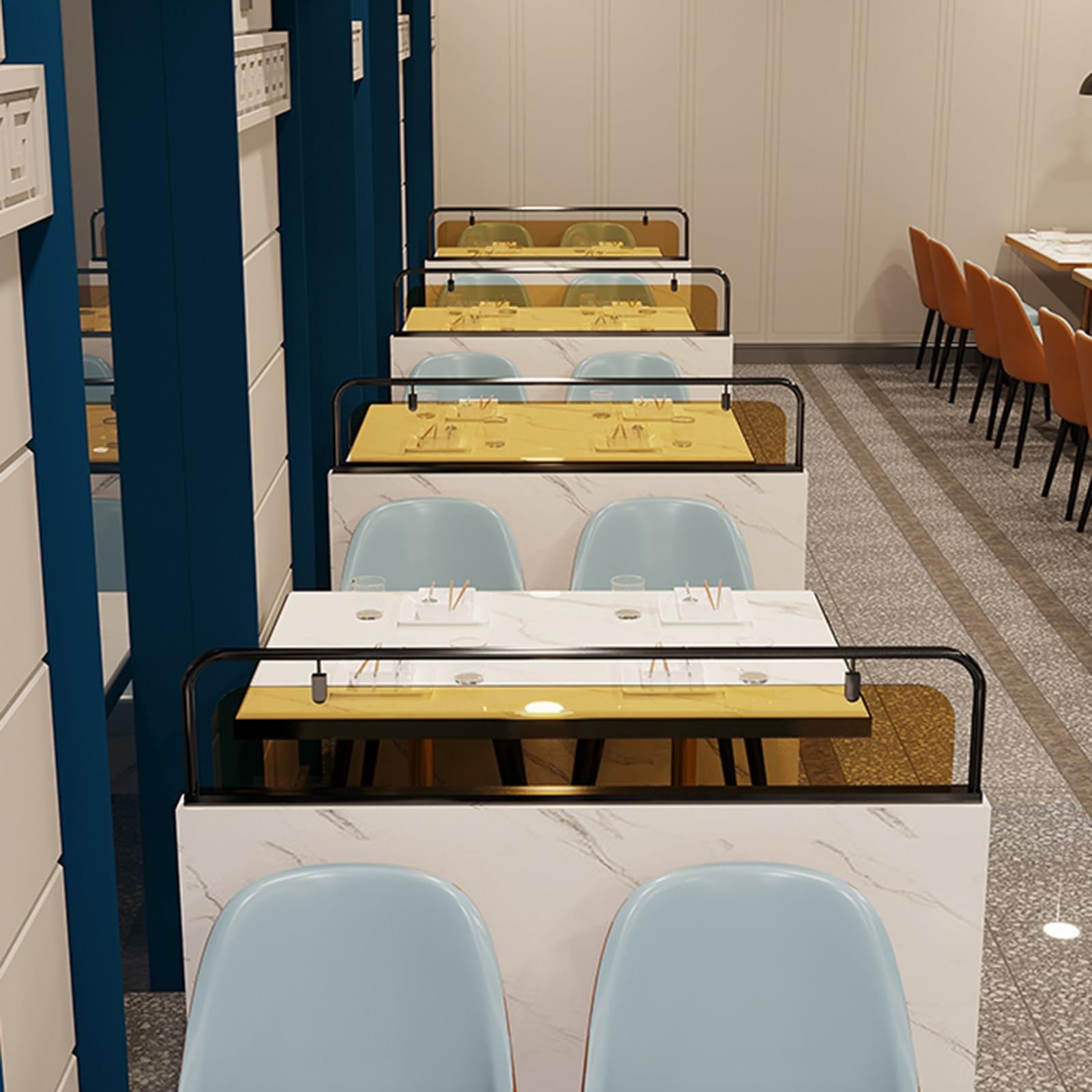 Divisor de hierro comercial para zonas de comedor, paneles translúcidos para encimeras para hoteles y bares, color negro, 100 x 25 cm, elegante solución de separación de habitaciones