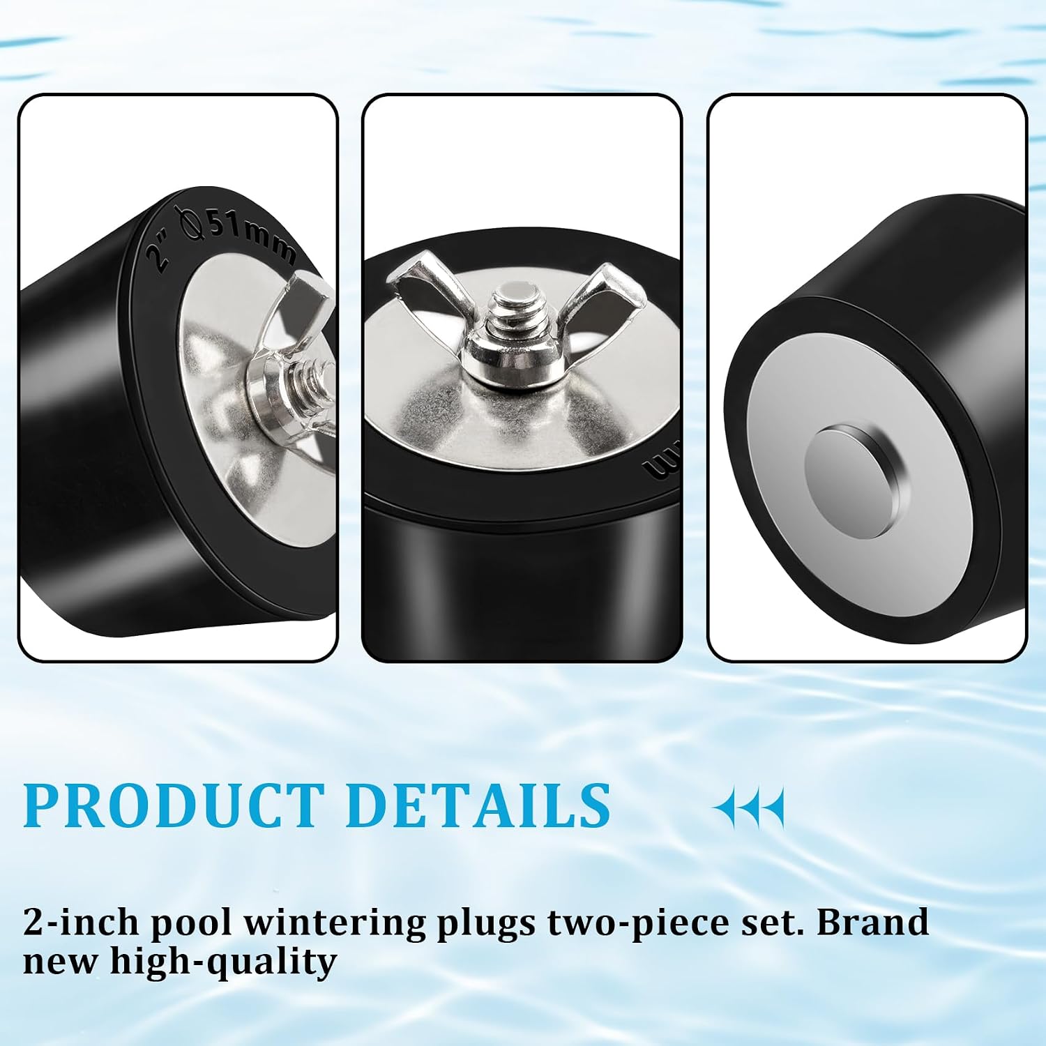 Pool Rubber Plug 2 Inch, Pool Return Plug for Inground Pool Above Ground Pool, Pool Rubber Expansion Winterizing Stopper Plug Swimming Pool Antifreeze Plugs, Rubber Pool Stoppers Plugs, 2 Pack