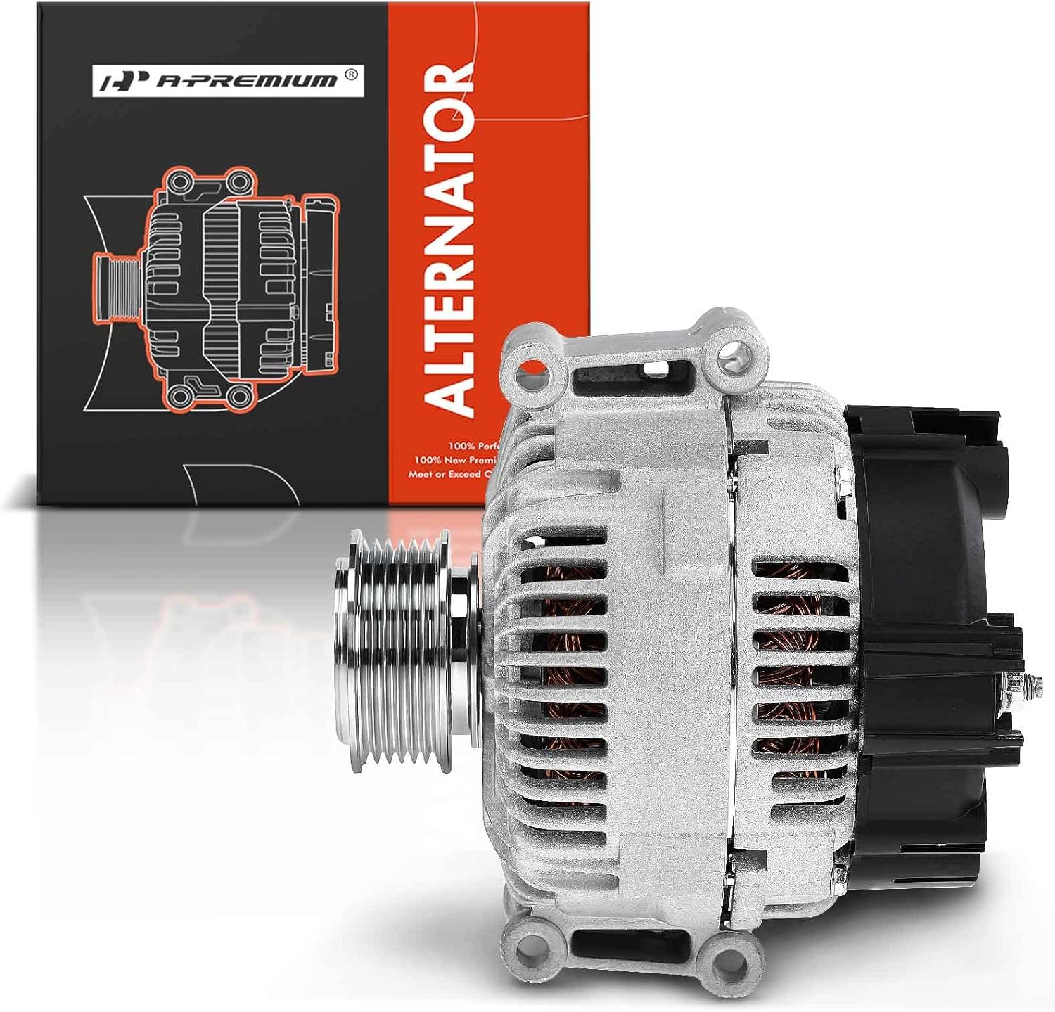 A-Premium Alternator Compatible with Audi A6 2006 2007 2008 V6 3.2L, A6 Quattro 2005 2006 2007 2008 V6 3.2L, 12V 180A Clockwise 6-Groove Clutch Pulley, Replace# TG17C023 06E903016G