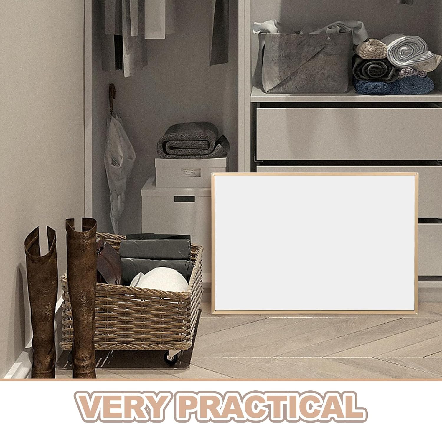 BESPORTBLE Shoe Trial Floor Mirror with Aluminum Alloy Frame Gold Finish Standing Mirror for Trying Shoes and Clothes