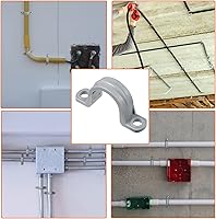 Vista 6 de Demissle Abrazadera de conducto de PVC, 2 correas de agujero, correa de conducto de plástico gris resistente, soporte de montaje con clip en U
