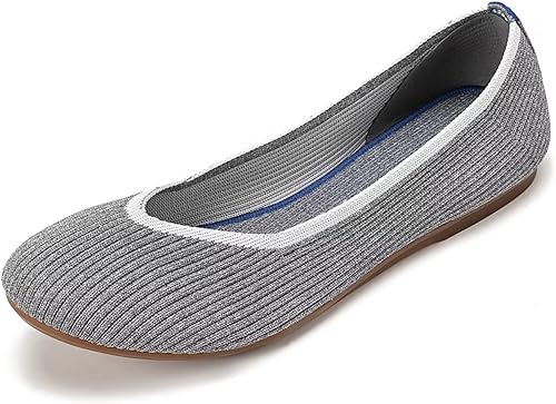 Miniatura 6 de Frank Mully Zapatos planos de ballet para mujer, con punta redonda, sin cordones, zapatos planos de punto para mujer, suaves y ligeros