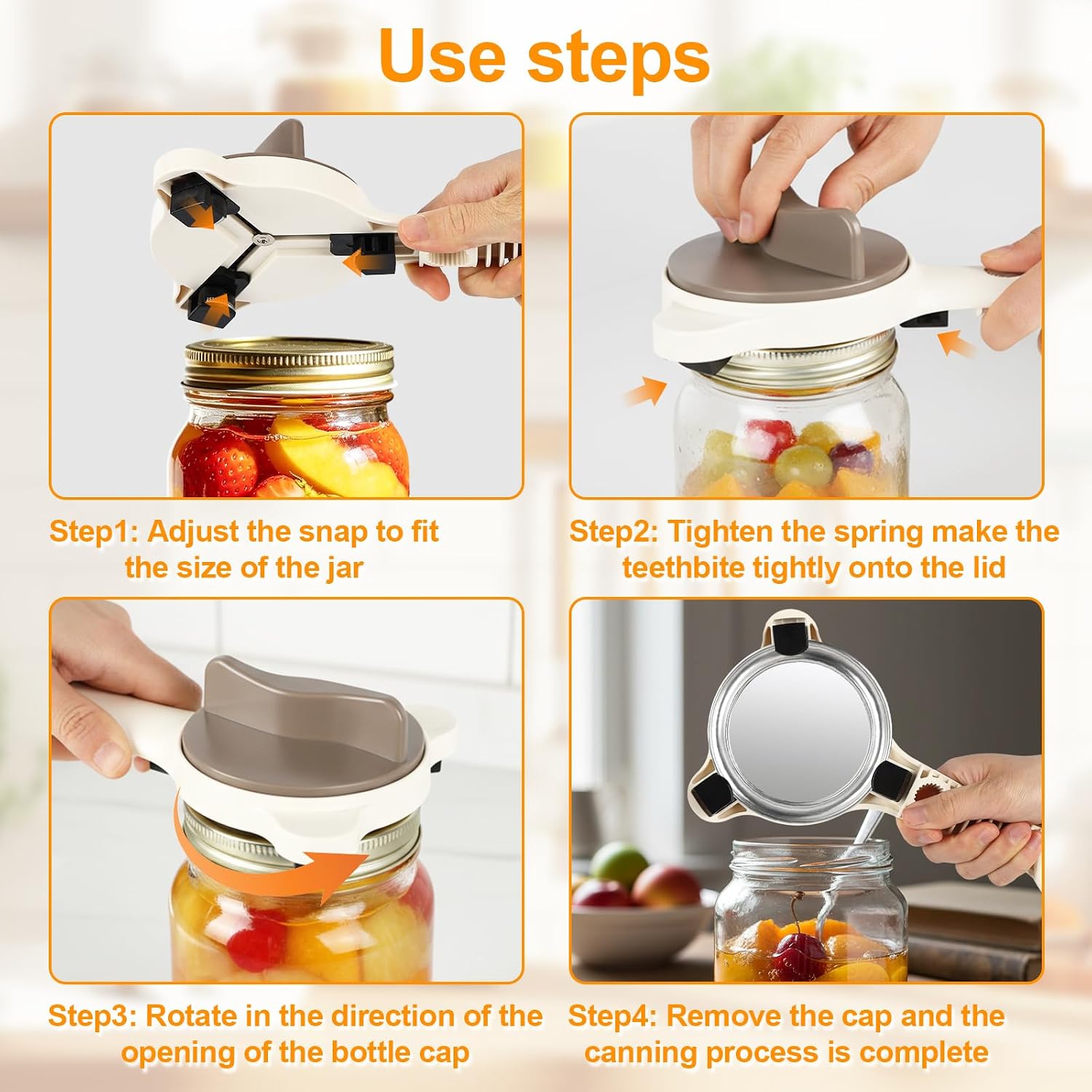 Jar Lid Opener for Seniors Weak Hands, Ergonomic Non-Slip Grip Jar & Bottle Cap Remover, Multi Purpose Kitchen Gadget Easy Lid Remover for Pickle Jars, Mason Jars, Glass Jars & Bottle Tops